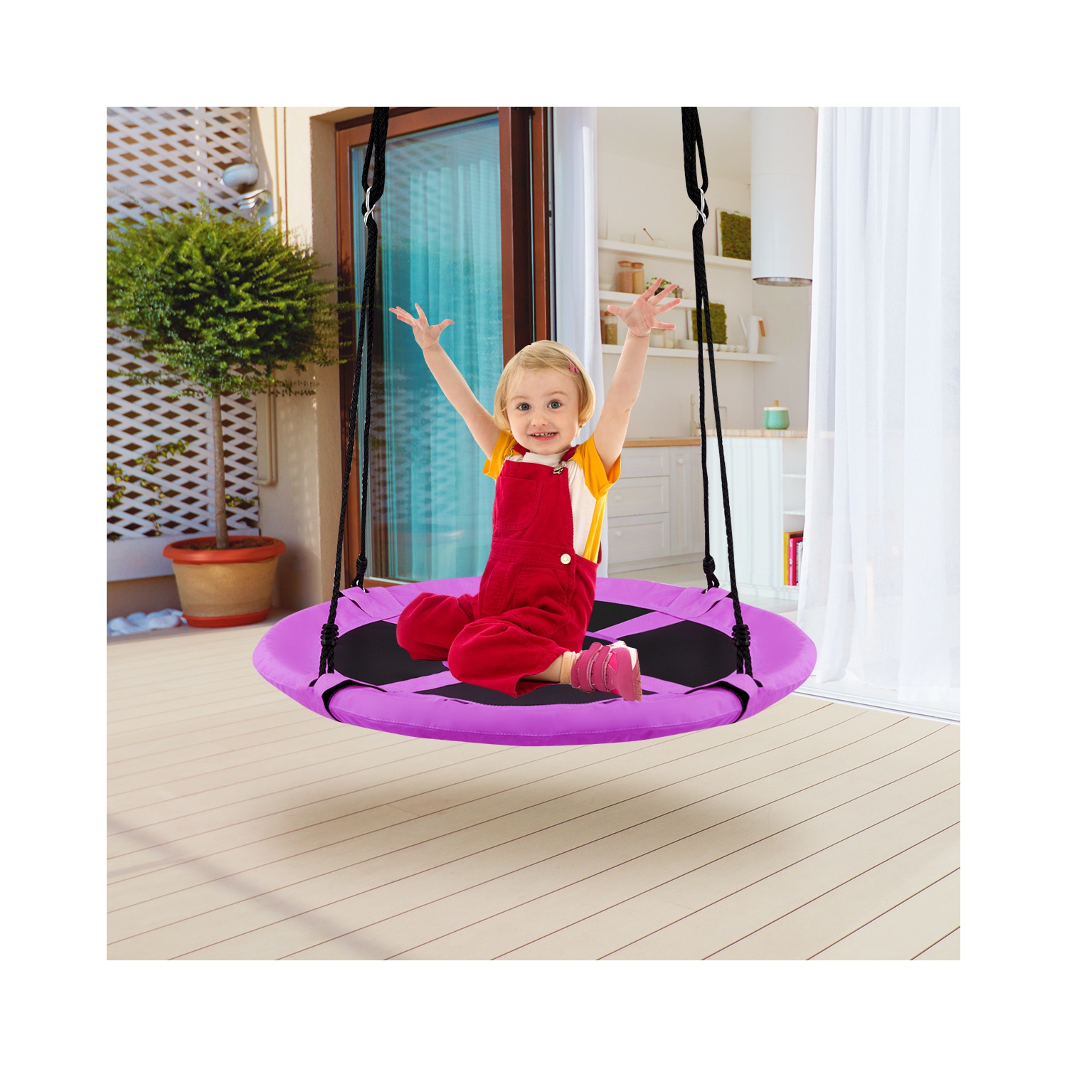 Costway 40'' Kids Flying Saucer Swing – Purple