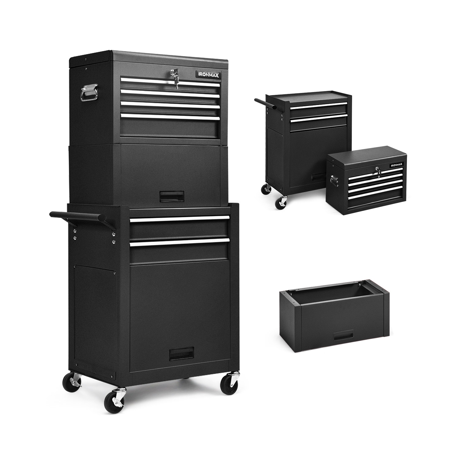 Costway High Capacity 6-Drawer Rolling Tool Chest Storage Cabinet Toolbox Combo w/ Riser