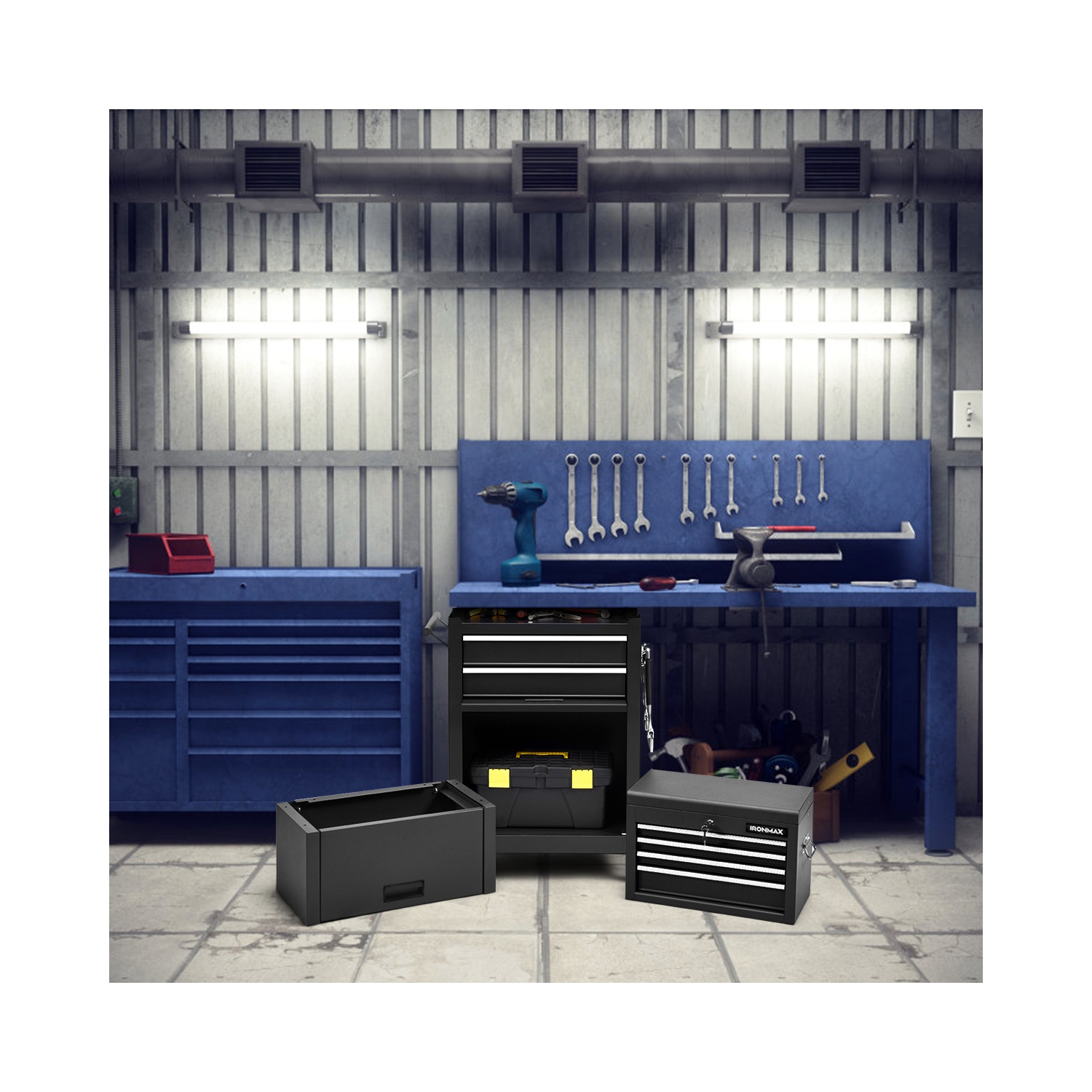 Costway High Capacity 6-Drawer Rolling Tool Chest Storage Cabinet Toolbox Combo w/ Riser