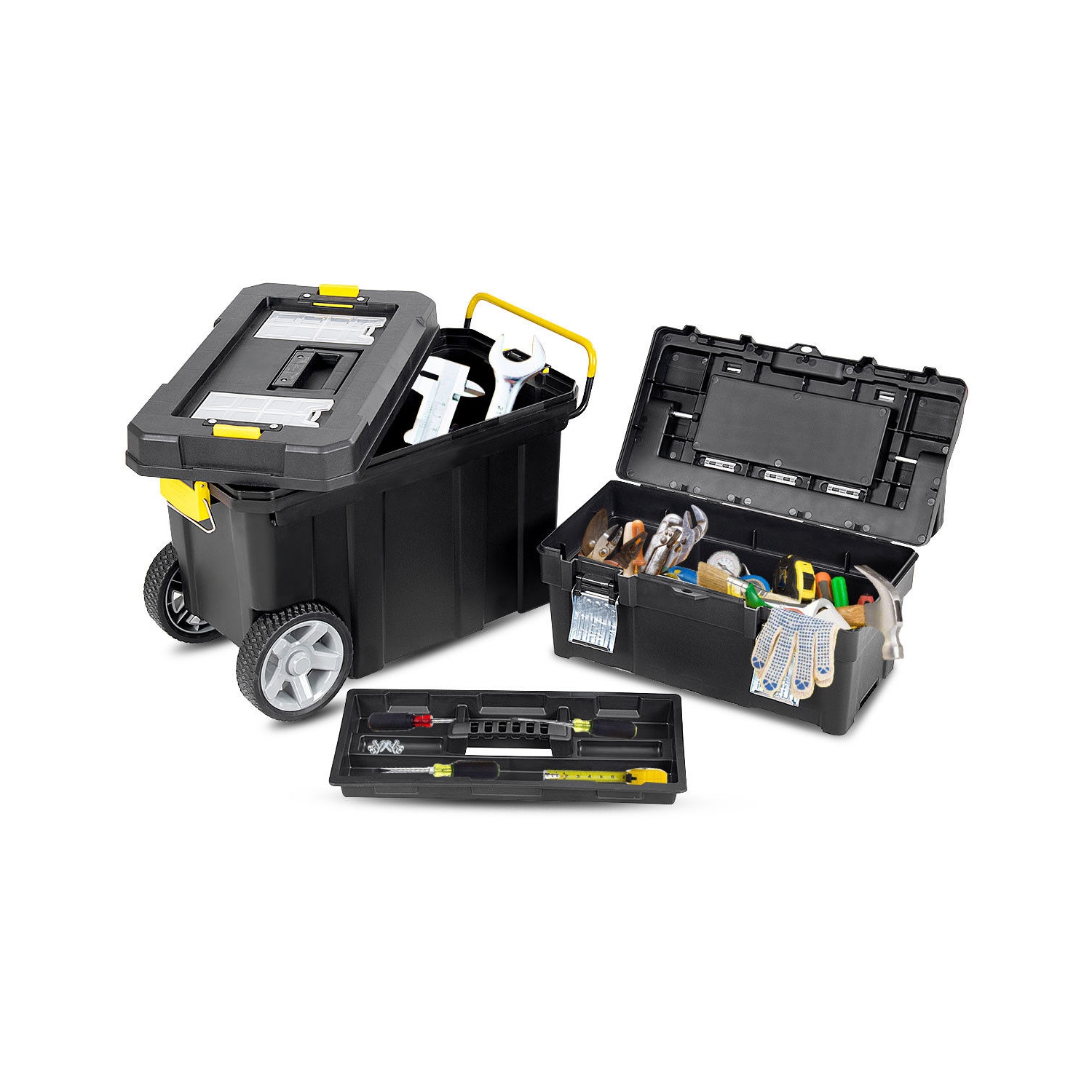 Costway 2-in-1 Rolling Tool Box Set Mobile Tool Chest Storage Organizer Portable Black