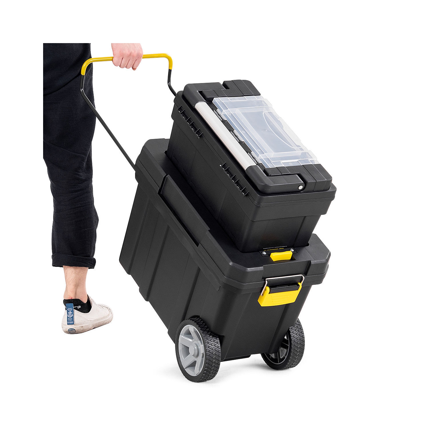 Costway 2-in-1 Rolling Tool Box Set Mobile Tool Chest Storage Organizer Portable Black