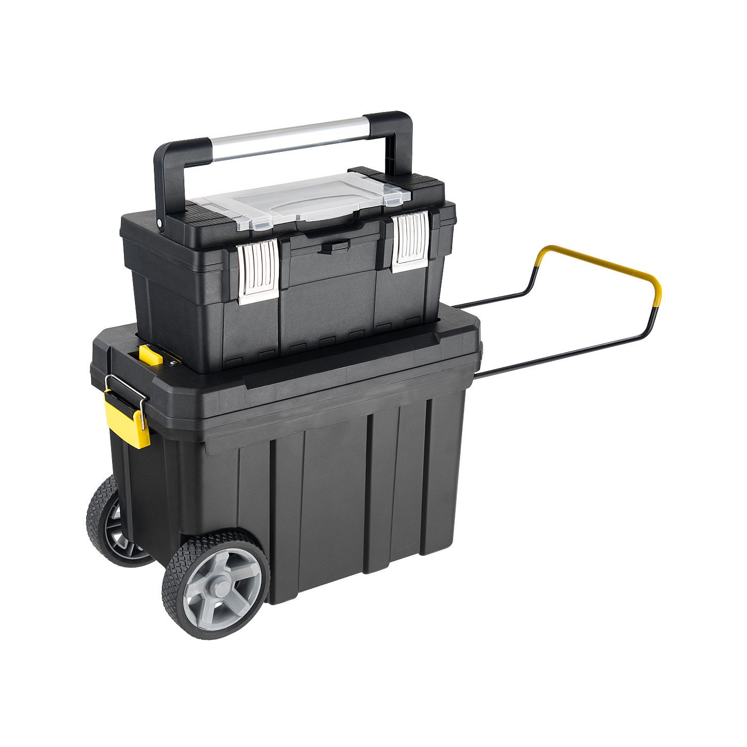 Costway 2-in-1 Rolling Tool Box Set Mobile Tool Chest Storage Organizer Portable Black