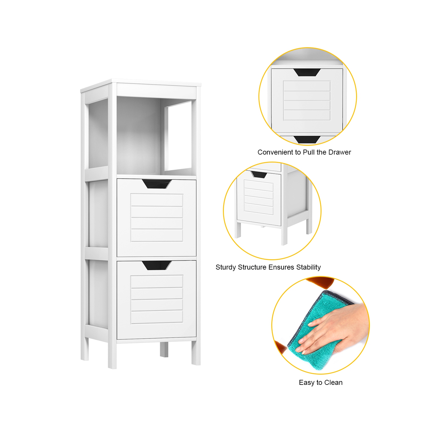 Costway Bathroom Wooden Floor Cabinet Multifunction Storage Rack Stand Organizer Bedroom