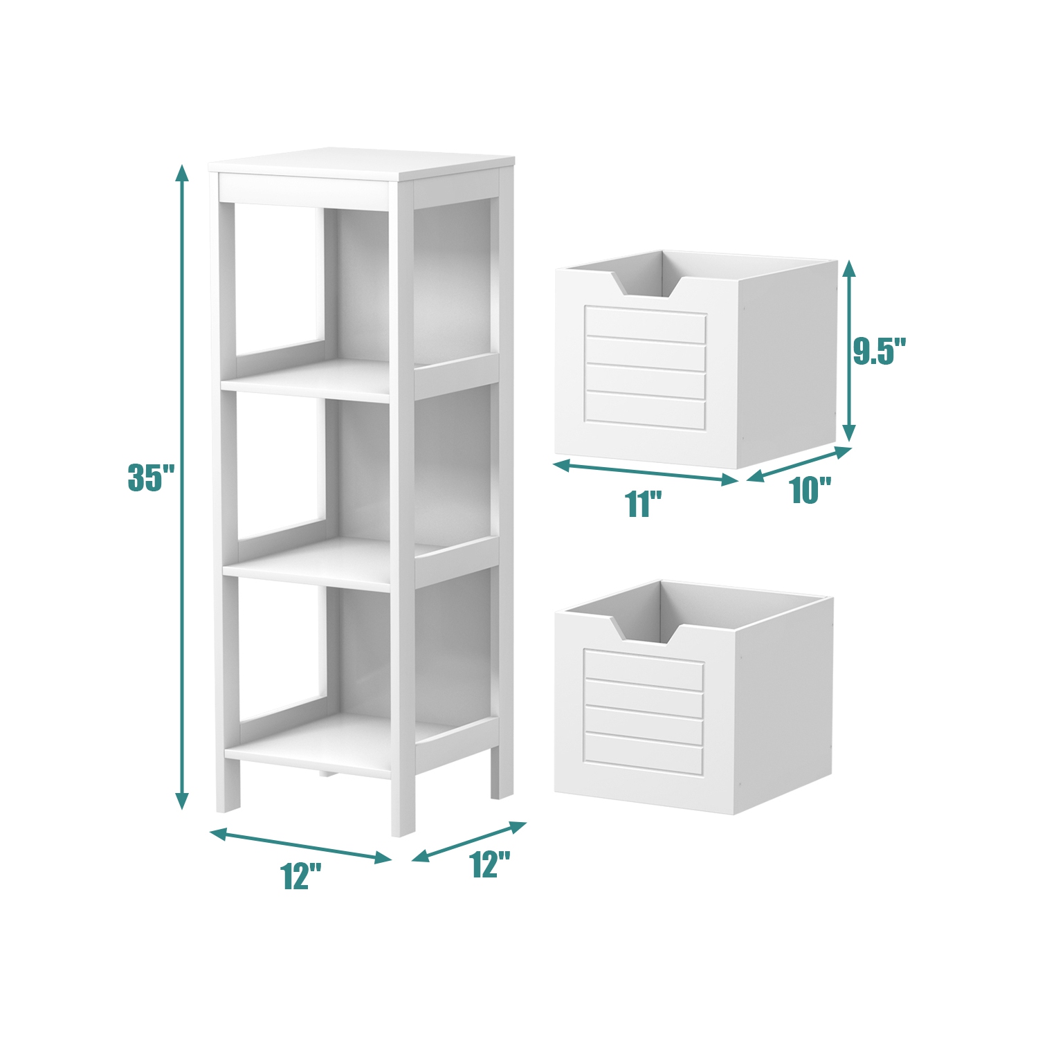 Costway Bathroom Wooden Floor Cabinet Multifunction Storage Rack Stand Organizer Bedroom