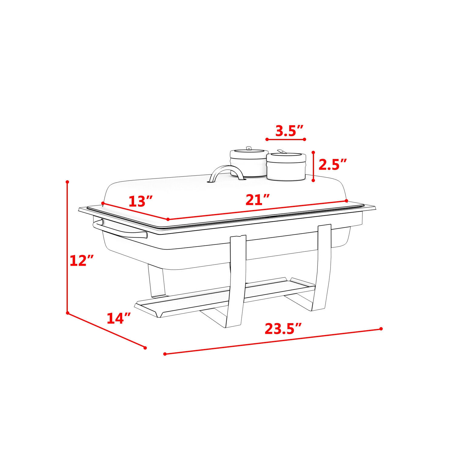 Costway 2 Packs Full Size Chafing Dish 9 Quart Stainless Steel Rectangular Chafer Buffet