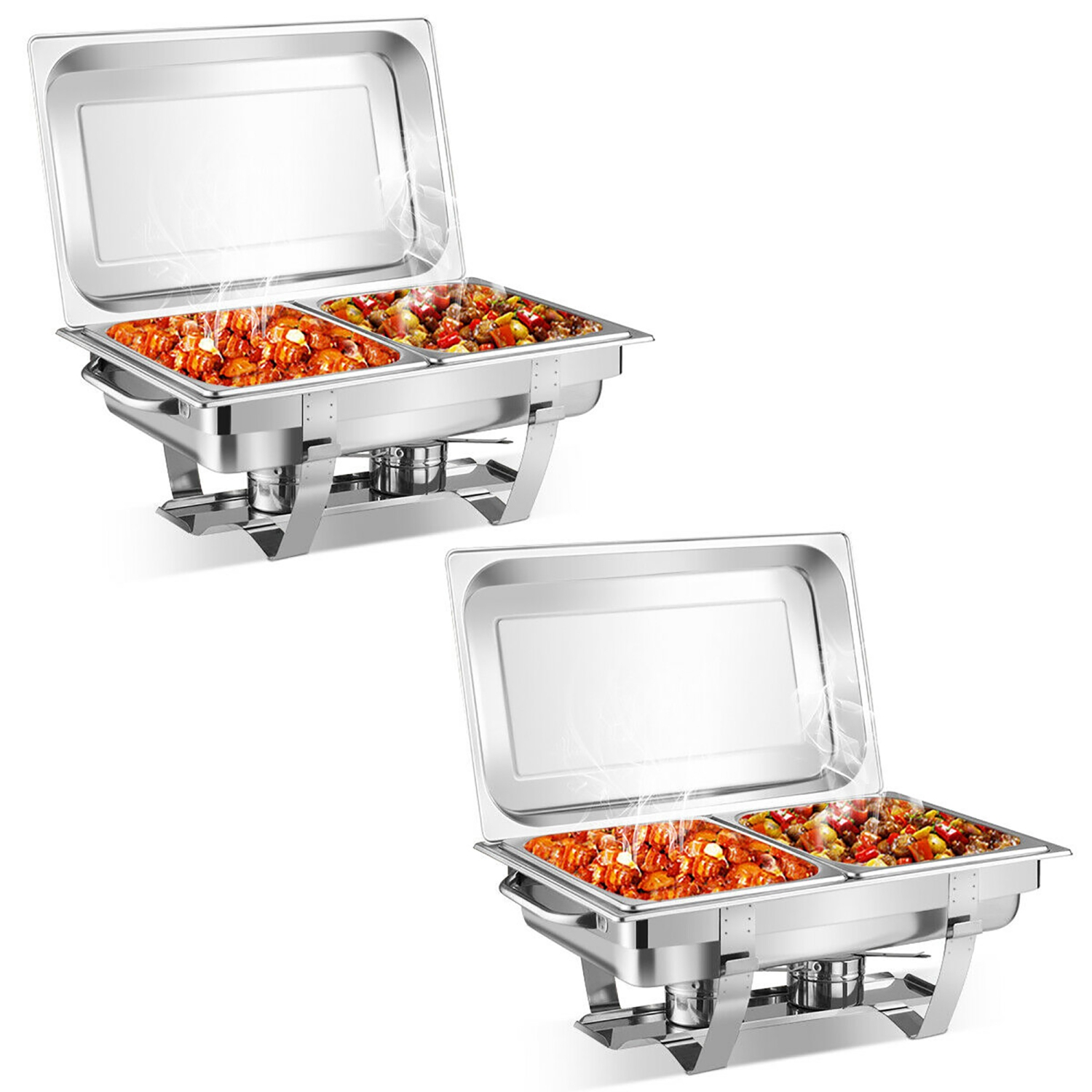 Costway 2 Packs Full Size Chafing Dish 9 Quart Stainless Steel Rectangular Chafer Buffet