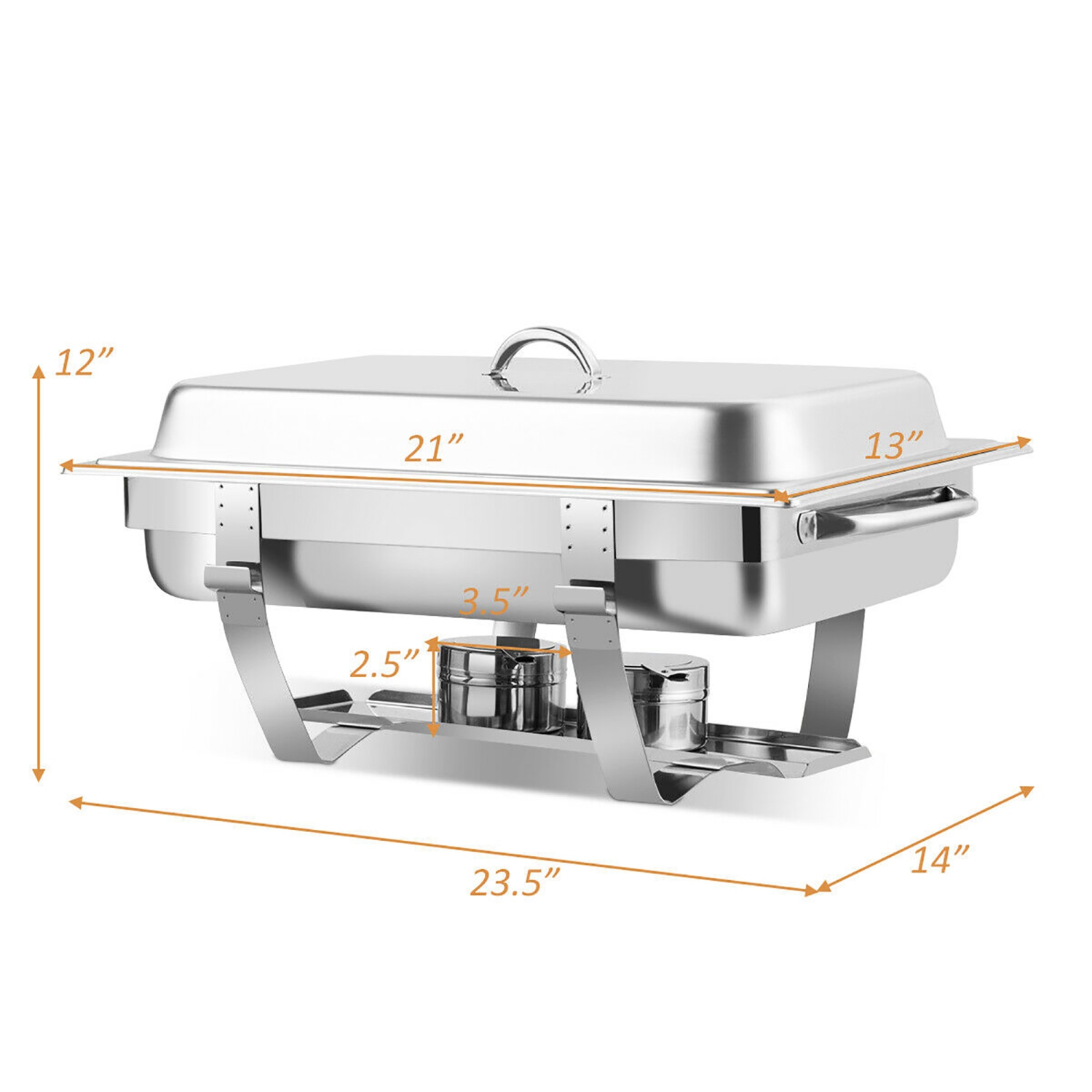 Costway 2 Packs Full Size Chafing Dish 9 Quart Stainless Steel Rectangular Chafer Buffet