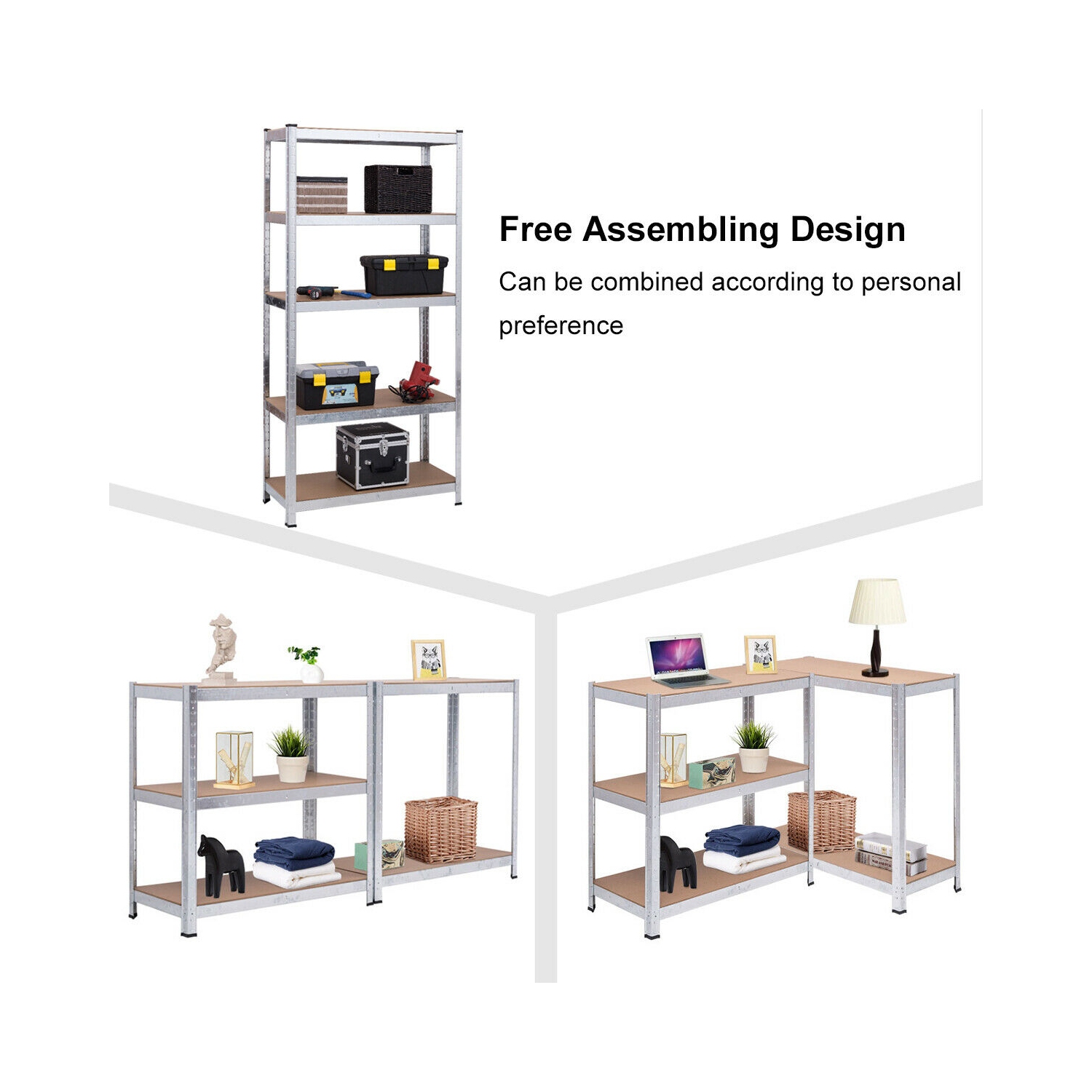 Costway 4 PCS 72-Inch 5-Tier Storage Rack Adjustable Garage Shelf Shelving Unit