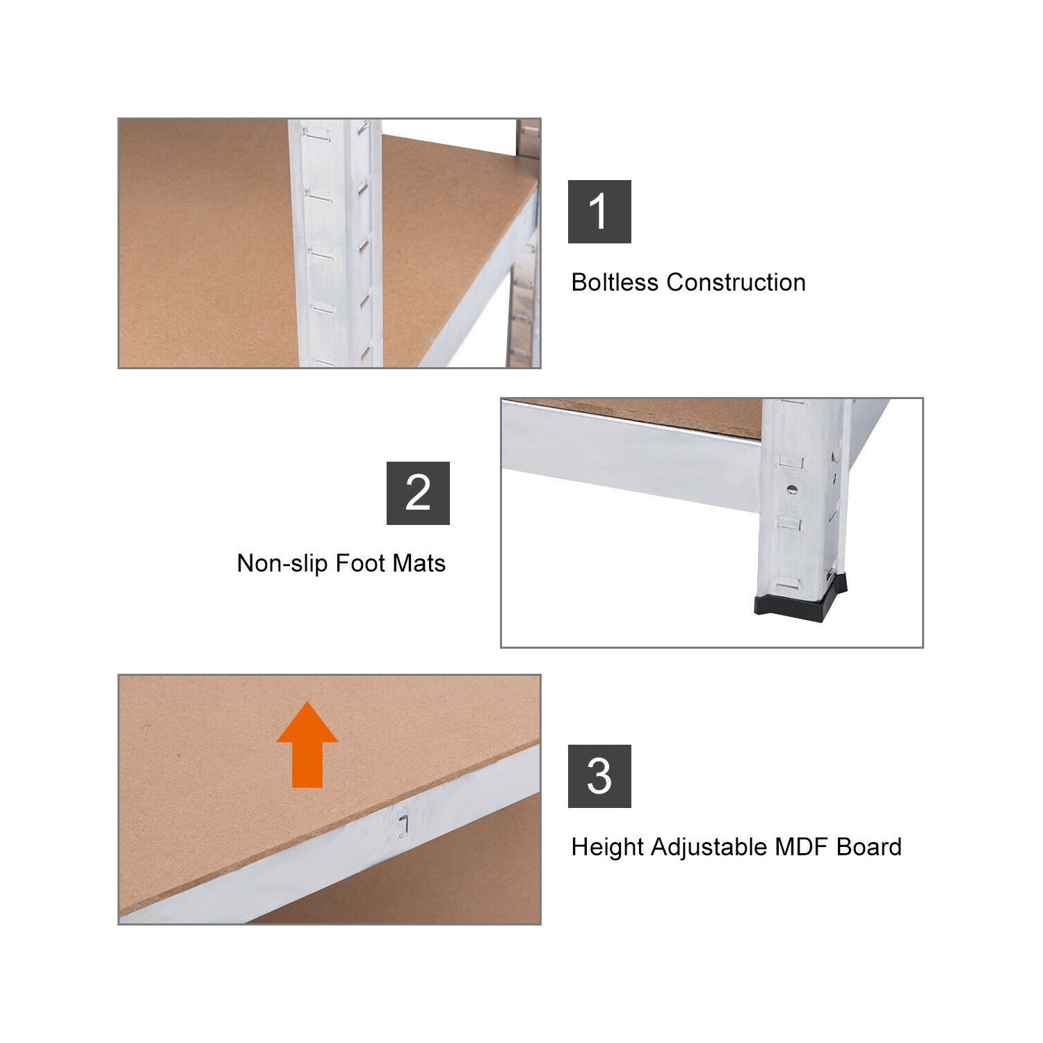 Costway 4 PCS 72-Inch 5-Tier Storage Rack Adjustable Garage Shelf Shelving Unit