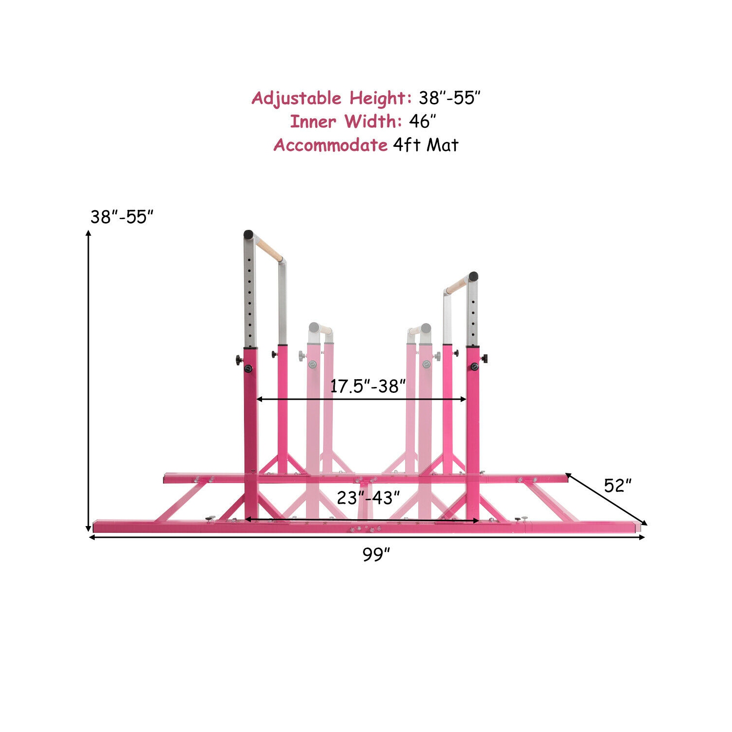 Costway Kids Double Horizontal Bars Gym Home Adjustable