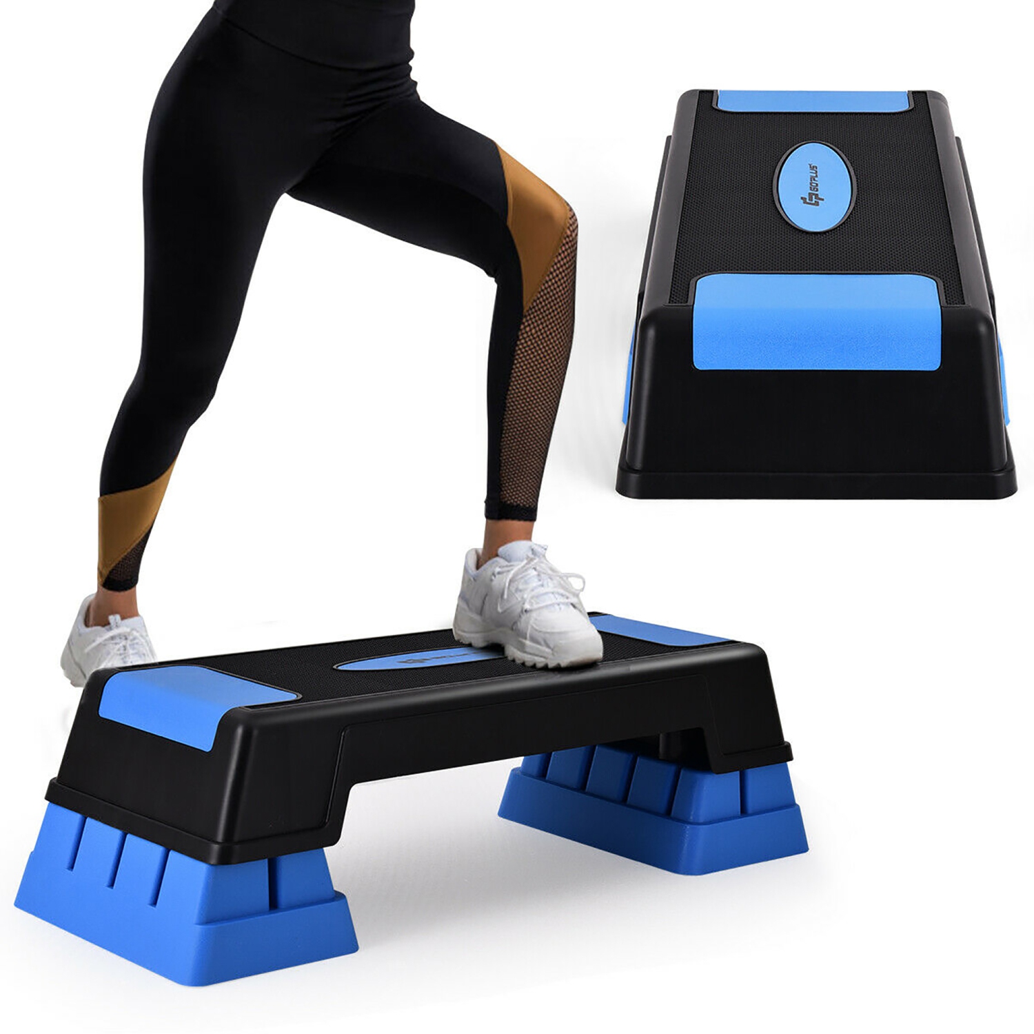 Goplus Aerobic Exercise Stepper Trainer W/Riser Adjustable Height 5''- 7''- 9''