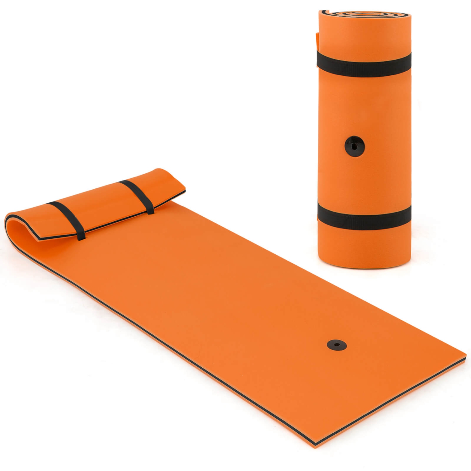 Tapis d’eau à l’épreuve des larmes à 3 couches Floating Pad Island Sports nautiques Relaxant Orange / Jaune