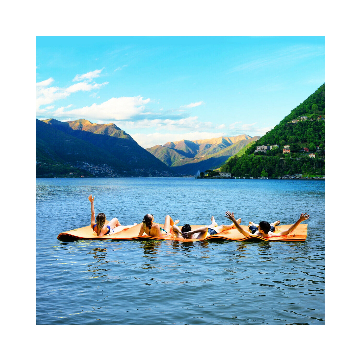 Goplus 3 Layer Water Mat Floating Pad Island Water Sports Recreation Relaxing Tear-resistant 12' x 6'