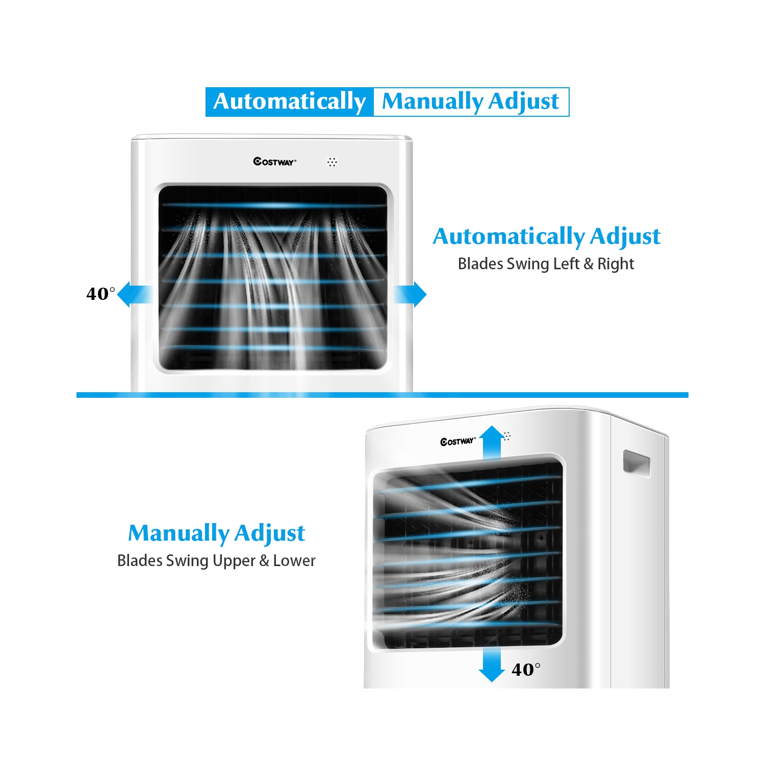 Ventilateur/humidificateur portatif par évaporation avec télécommande et minuterie 7.5 de Costway