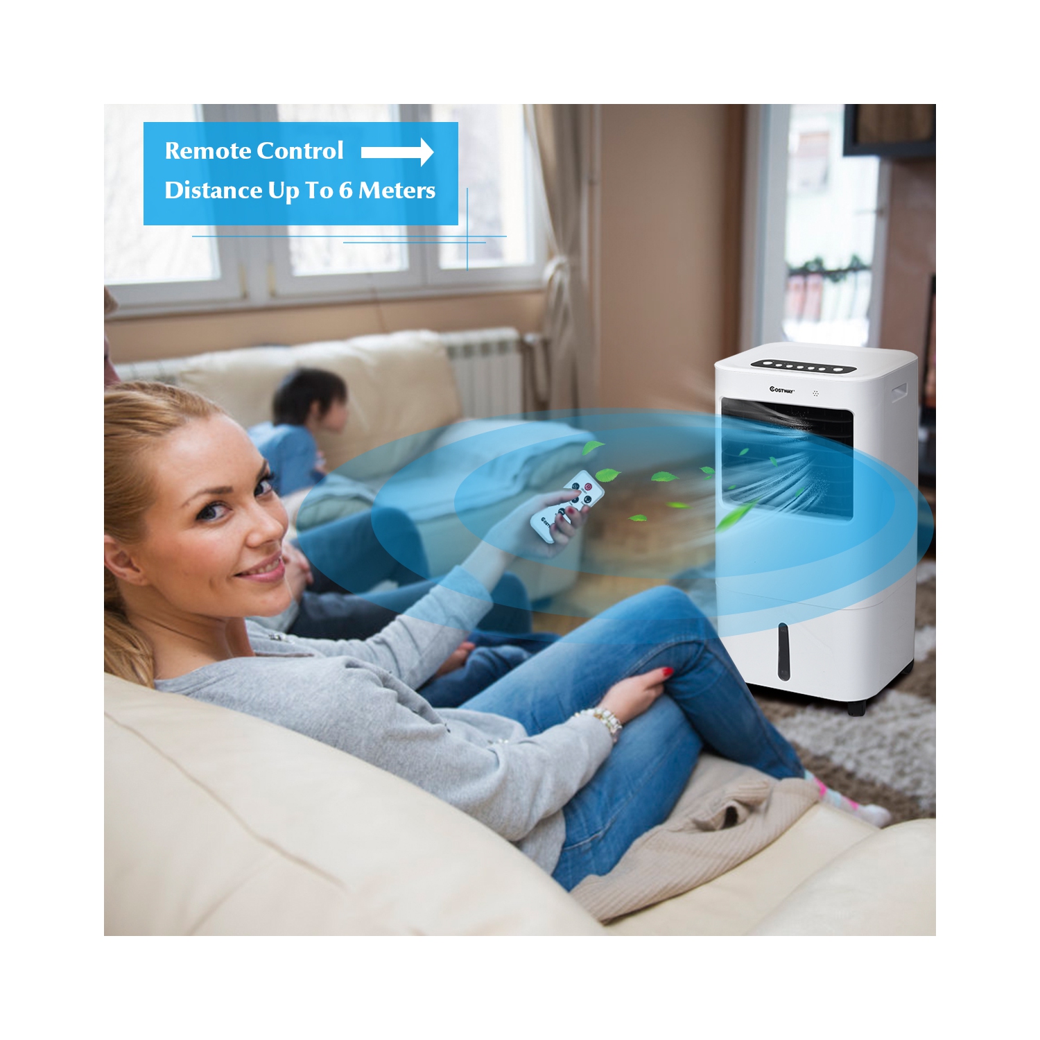 Ventilateur/humidificateur portatif par évaporation avec télécommande et minuterie 7.5 de Costway