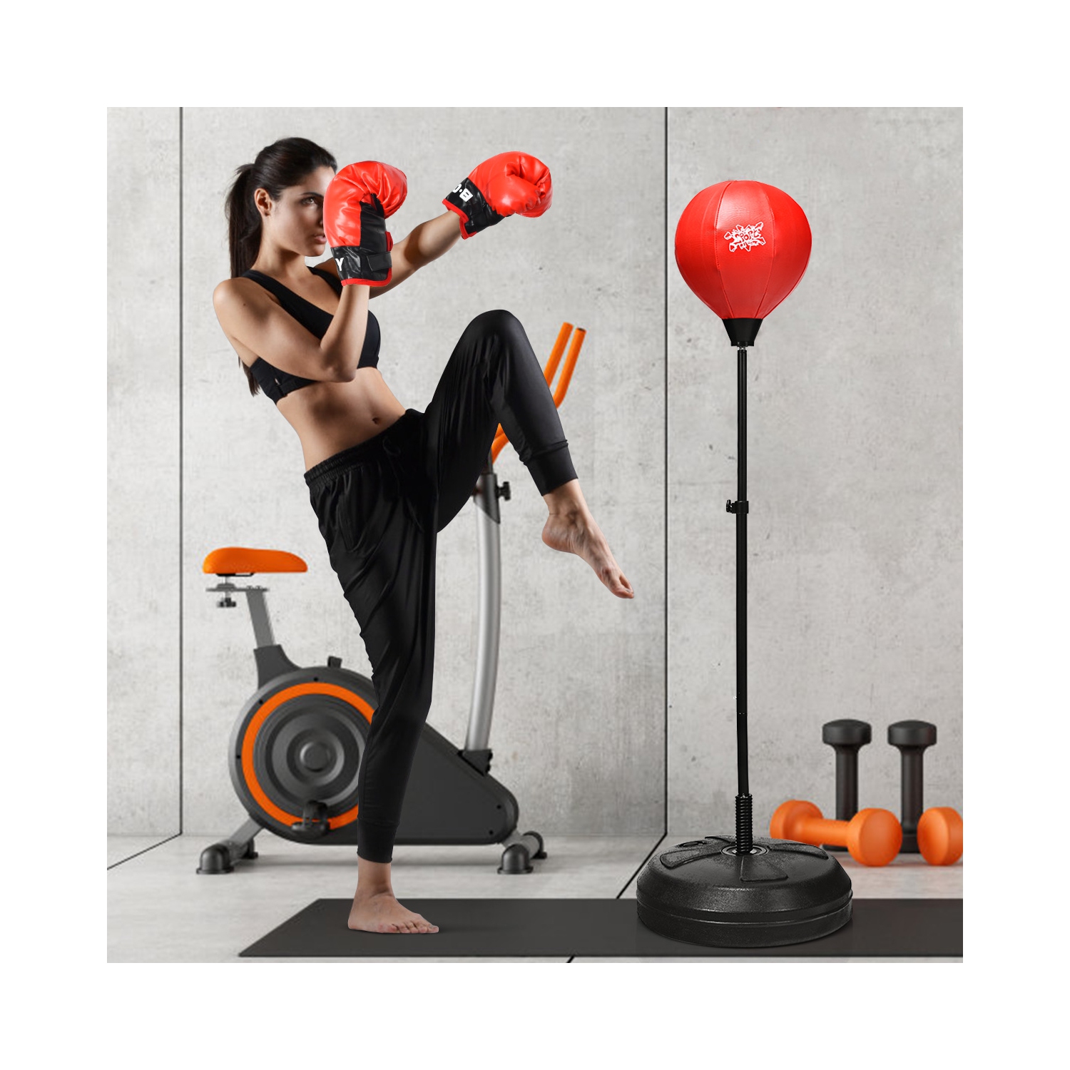 Costway Boxing Punching Bag w/Height Adjustable Stand Boxing Gloves