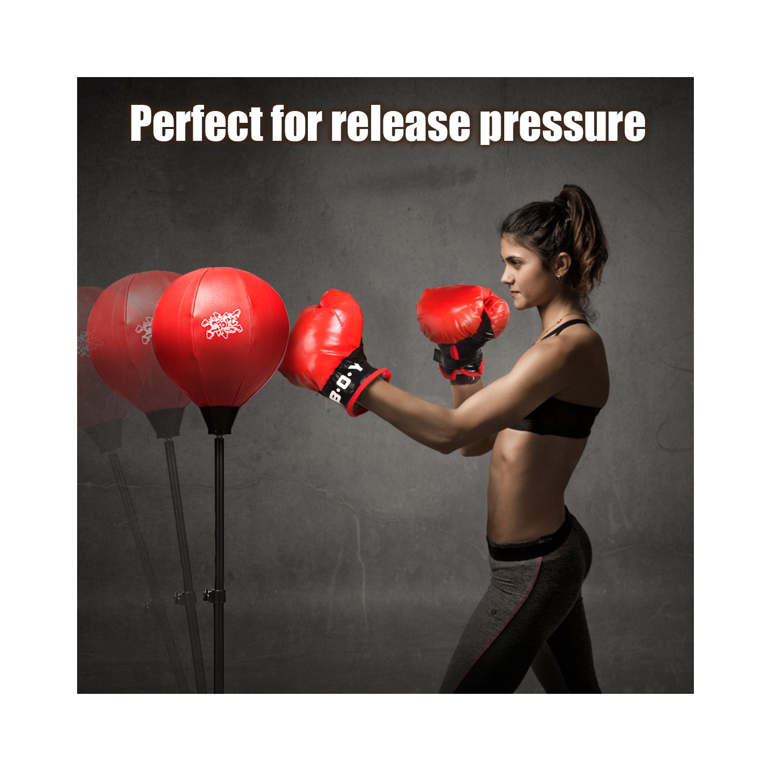 Costway Boxing Punching Bag w/Height Adjustable Stand Boxing Gloves