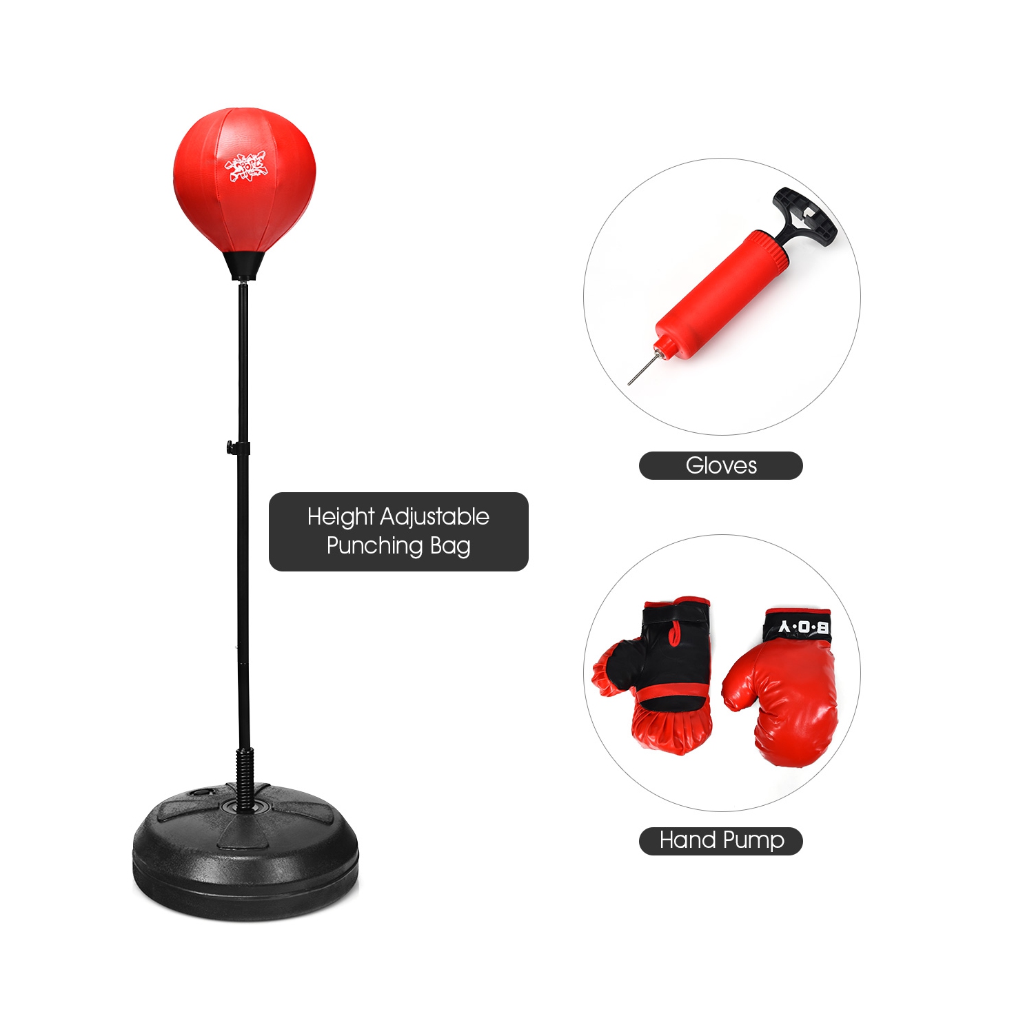 Costway Boxing Punching Bag w/Height Adjustable Stand Boxing Gloves