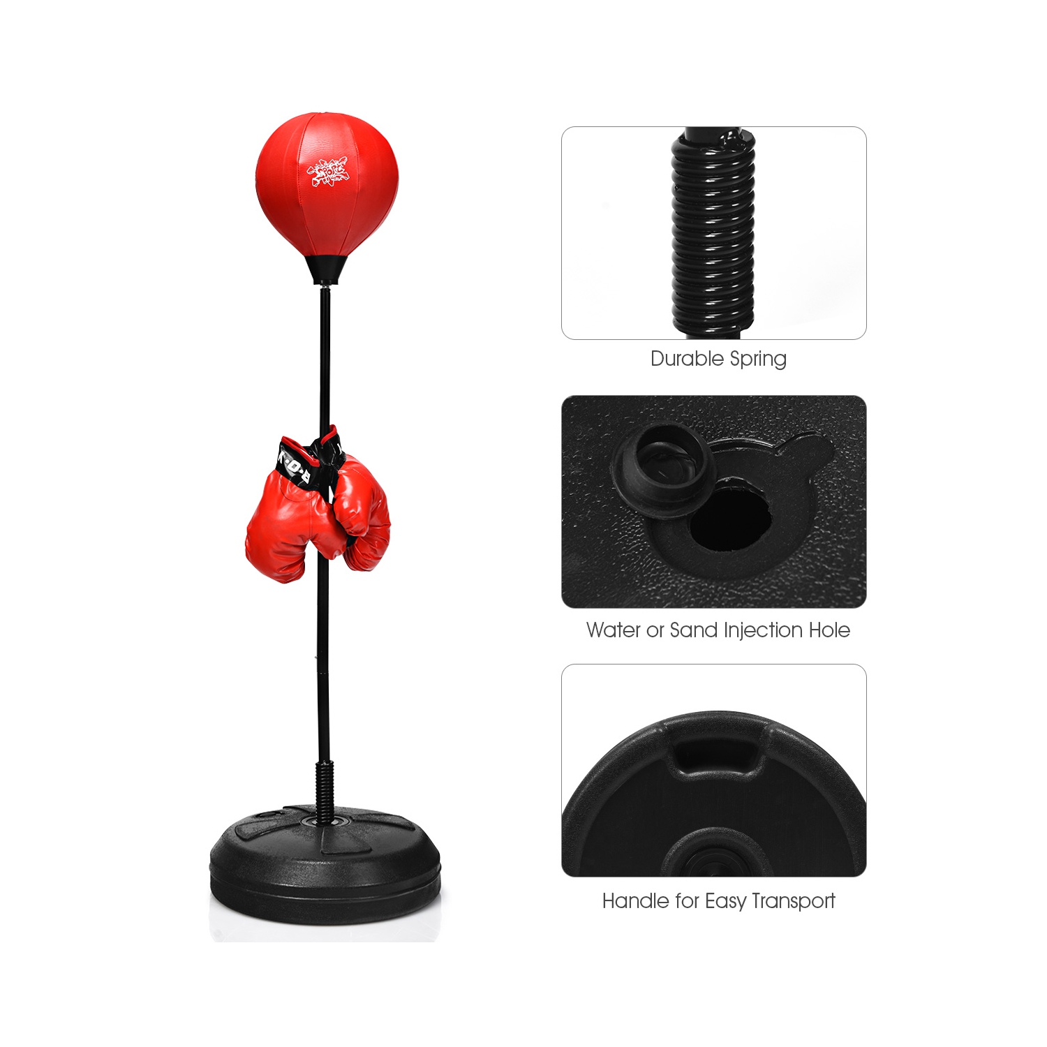 Costway Boxing Punching Bag w/Height Adjustable Stand Boxing Gloves