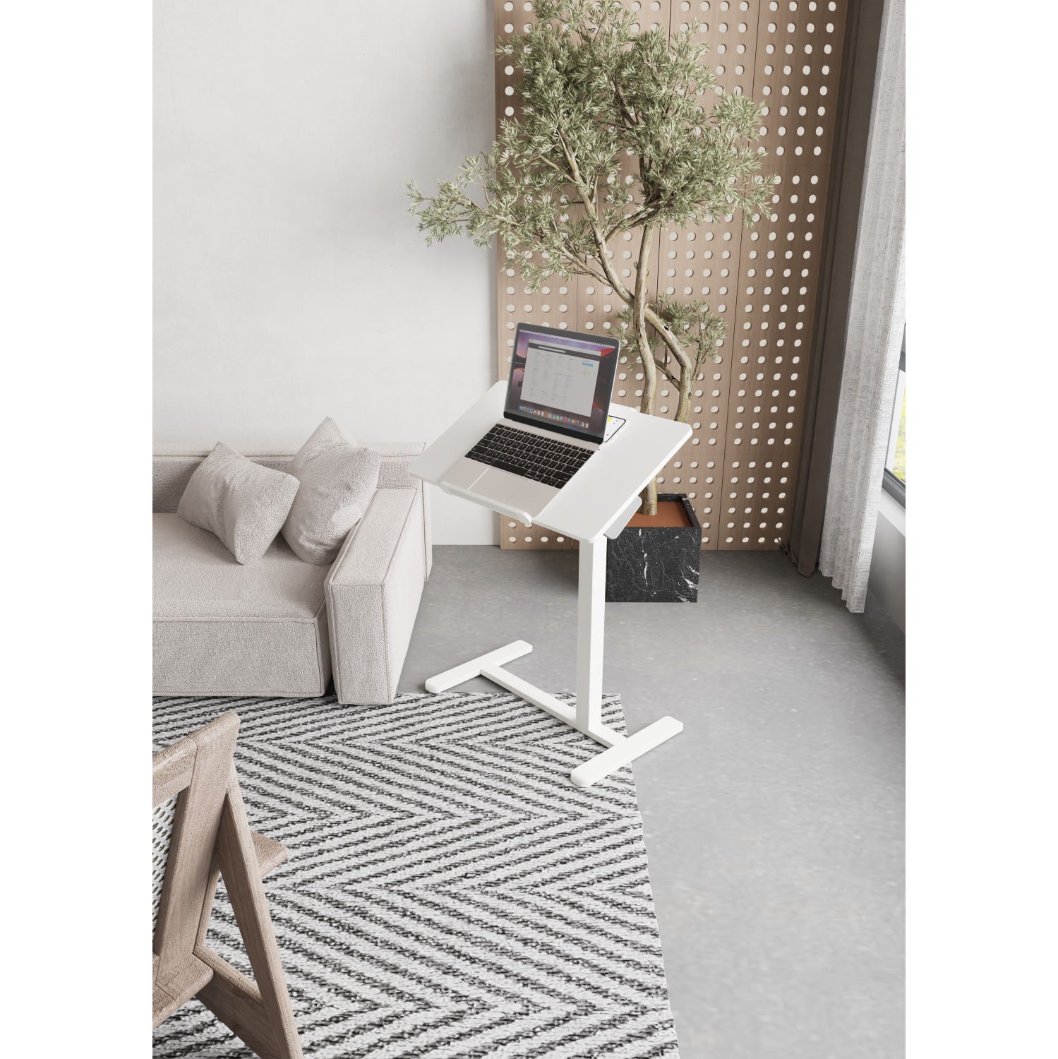 Uplite Height Adjustable Overbed Laptop Desk with Wheels, Rolling Bedside Tray for Office, Hospitable & Home Use - Tilting Sit Stand Desk Cart