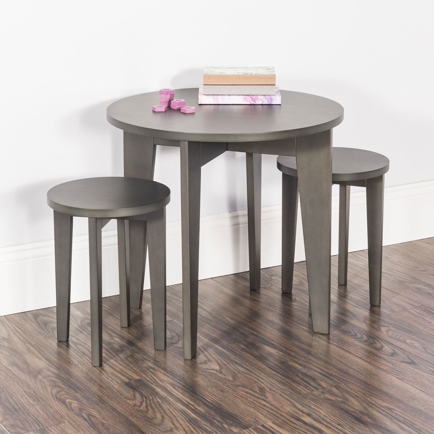 Forever Eclectic Geo 3-Piece Kids Table & Stool Set - Dapper Grey
