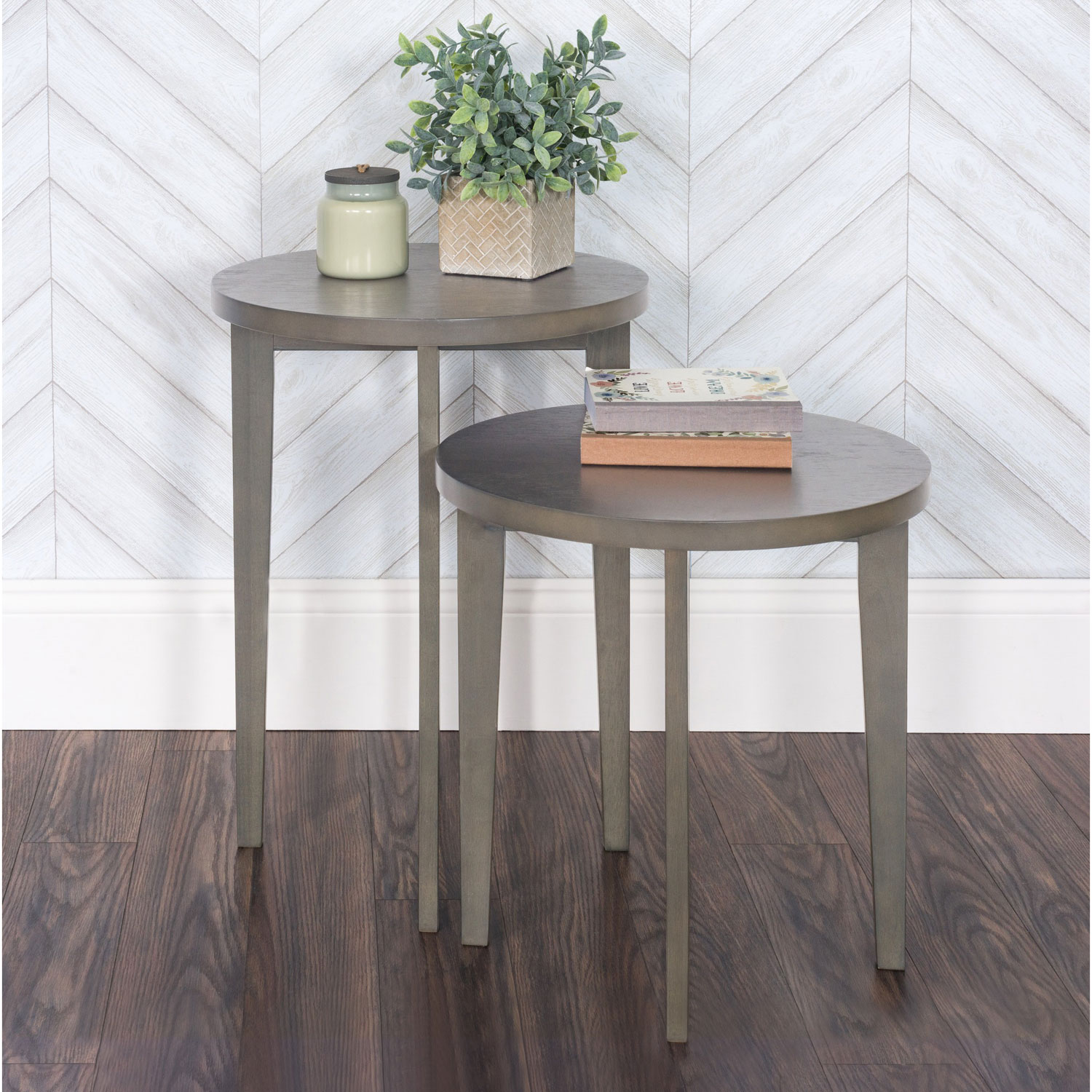 Forever Eclectic Geo Traditional 2-Piece Nesting Tables - Dapper Grey