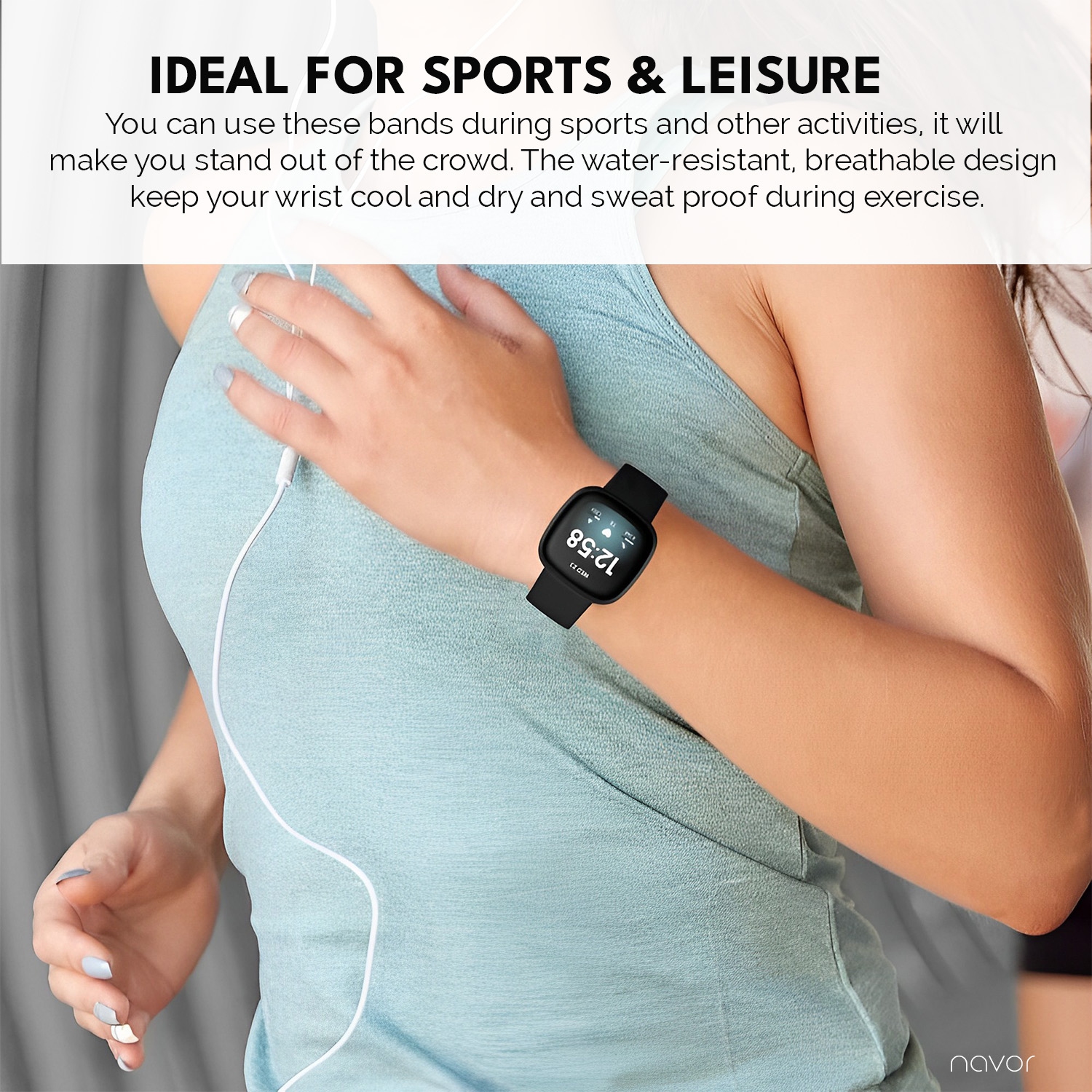 Paquet de 3 bracelets de rechange navor compatibles avec les modèles Versa 3/Sense de Fitbit, Soft TPU Sport de rechange pour accessoires de montre