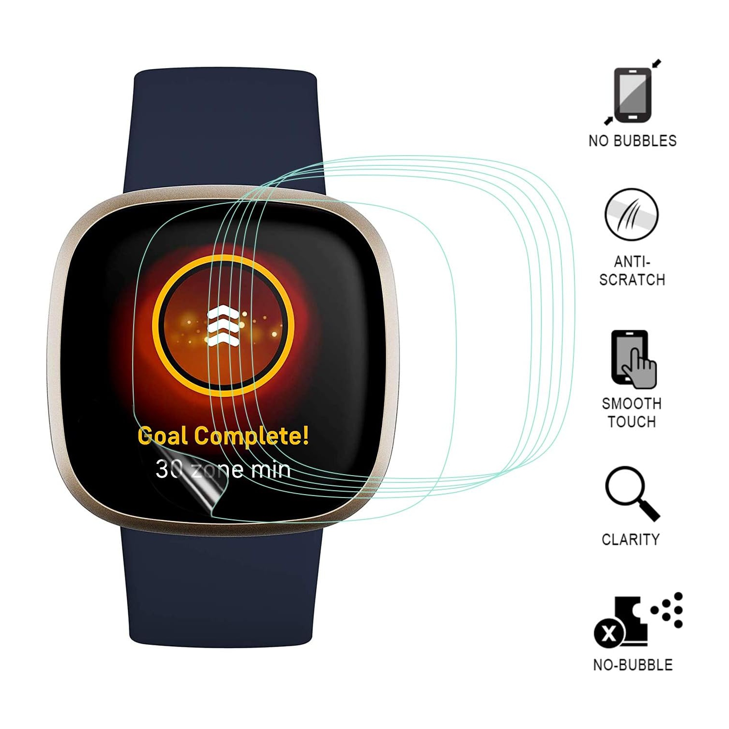 Screen Protector Compatible with Fitbit Versa 4/ Versa 3/ Fitbit Sense Screen Protector LiQuidSkin Film for Fitbit Versa 4/ Fitbit Versa 3/ Fitbit