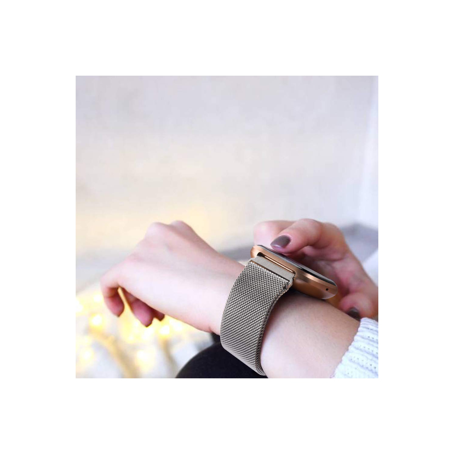 Bracelets en métal d’Amzpas compatibles avec le bracelet en métal ajustable pour Versa/Versa 2/Versa Lite/Versa se de Fitbit