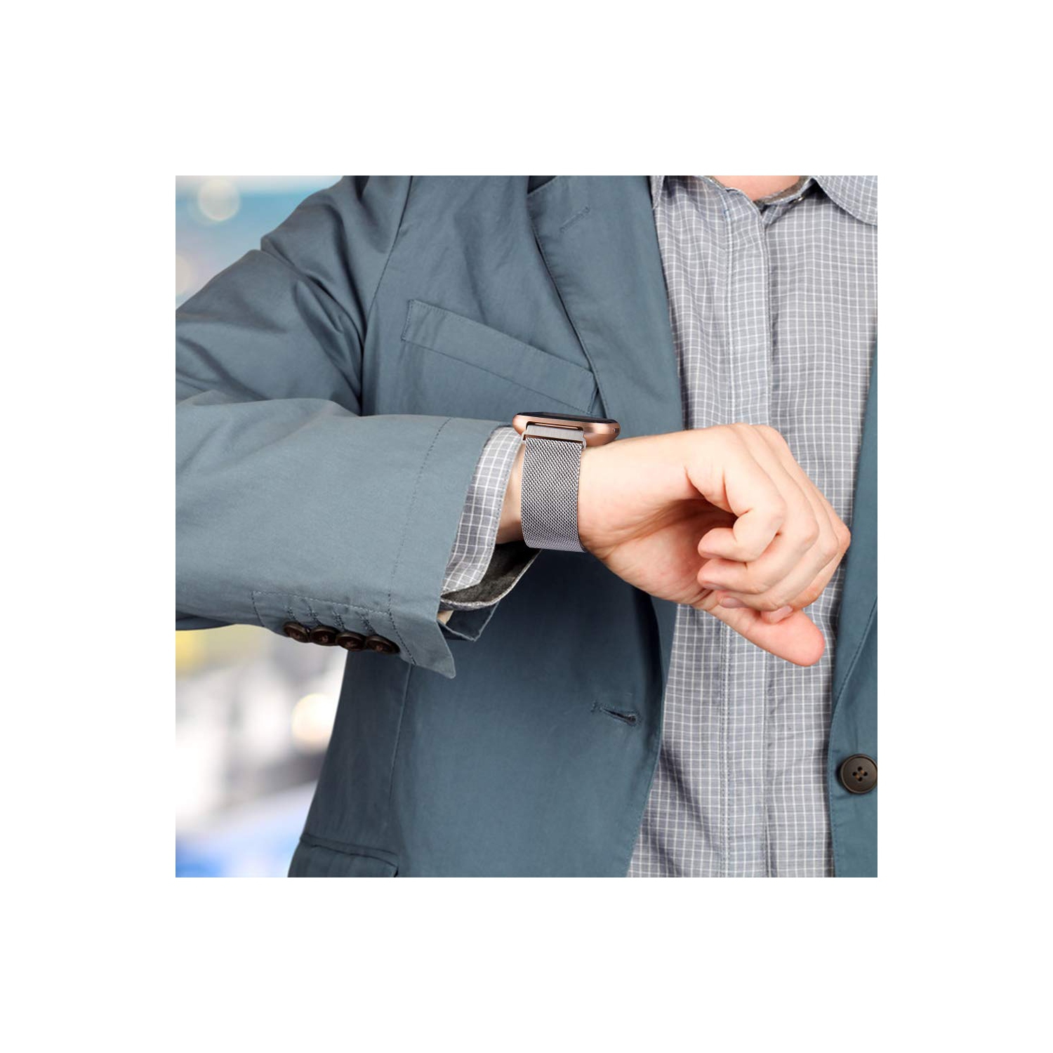 Bracelets en métal d’Amzpas compatibles avec le bracelet en métal ajustable pour Versa/Versa 2/Versa Lite/Versa se de Fitbit