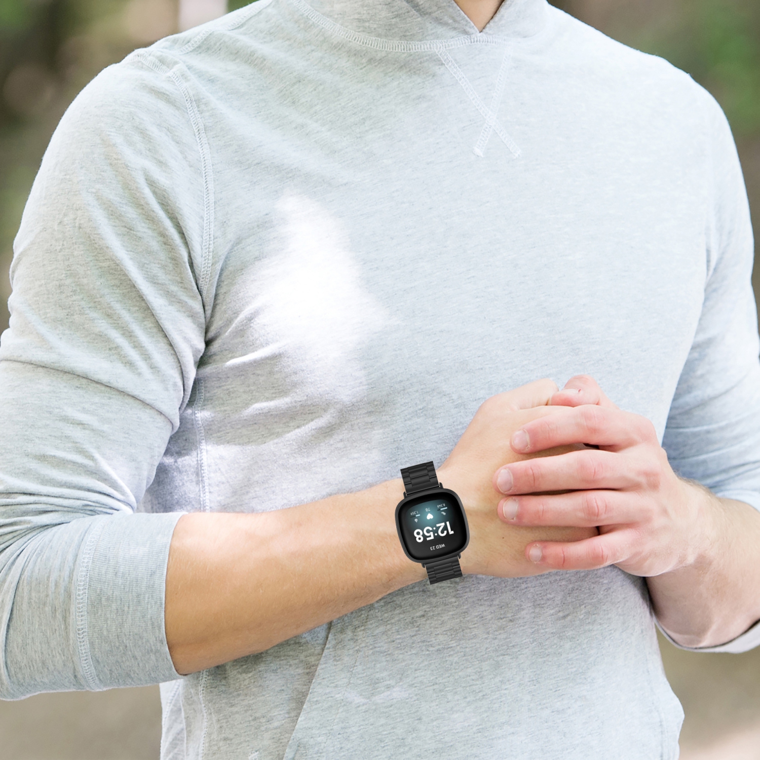 Bracelet Métal Pour Fitbit Versa 4/3, Sense 2/1 - Bracelet Acier Maille Réglable à Libération Rapide - Rose, Homme/Femme