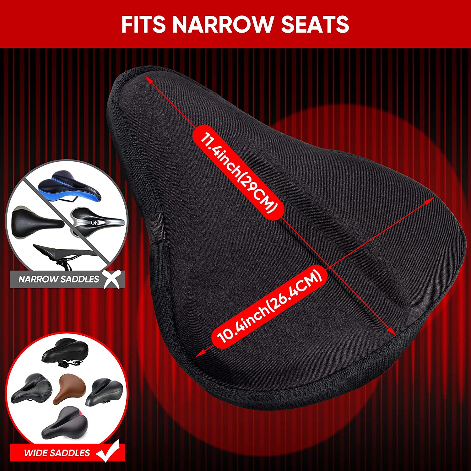 Housse de selle en gel, très grand coussin de vélo en gel Arespark avec housse imperméable pour selle, confortable