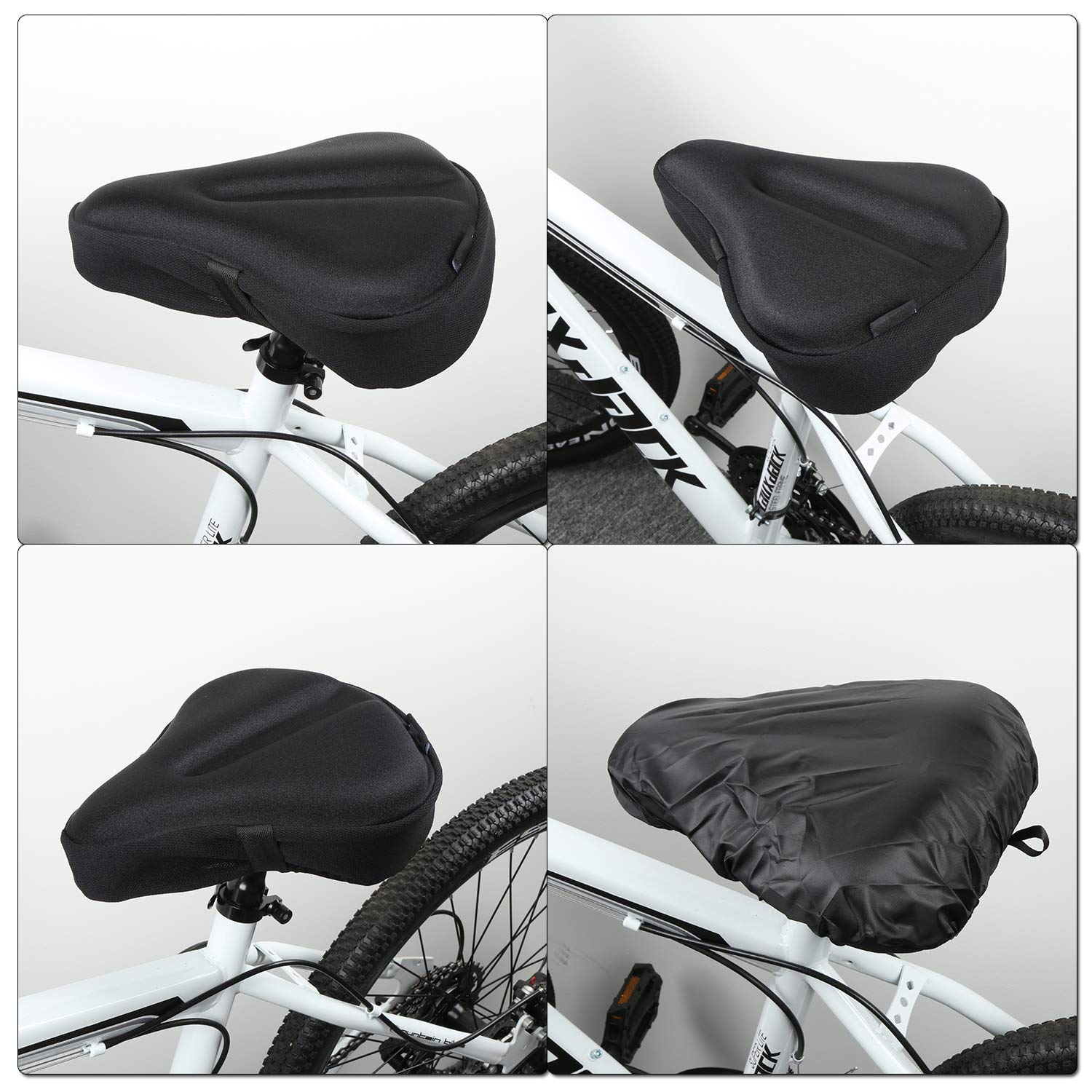 Gusspower Bike Seat Cover Silicone Gel Pad Wide Cushion for Bicycle Saddle Riding for Touring and Indoor Cycling with Water Dust Resistant Cover 