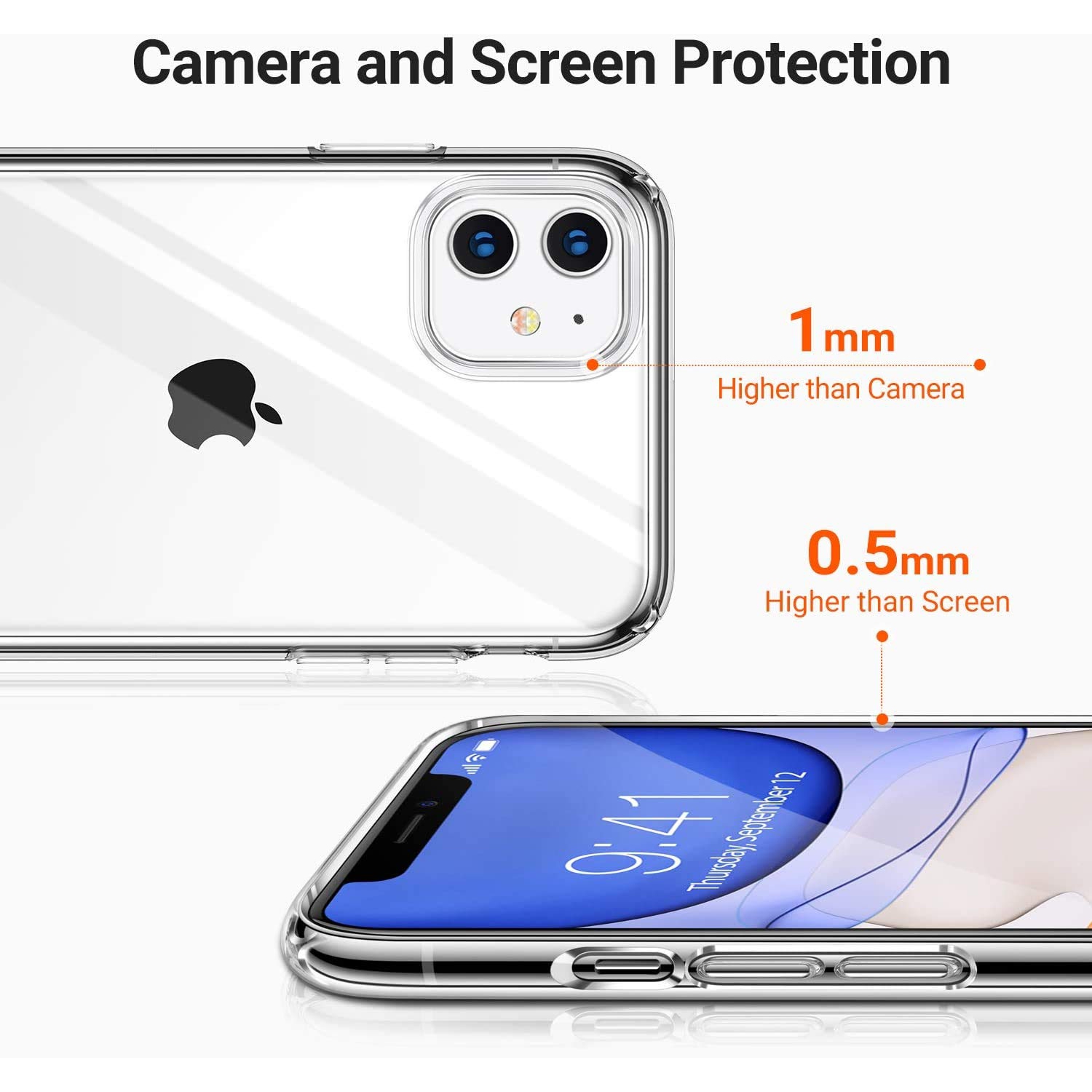 OIEILI Crystal Clear with Apple iPhone 11 Case, Anti-Yellow Slim Soft TPU Anti-Scratch Shockproof Cover Thin Protective