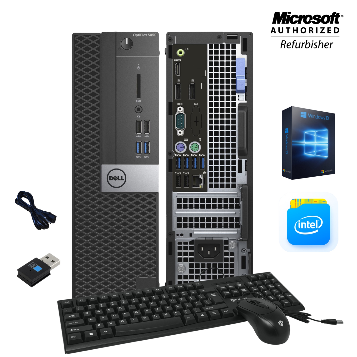 Refurbished (Good) - Dell Optiplex 5050 SFF Desktop Computer Intel core i5 6th Gen@3.6GHz 8GB DDR4 RAM 480GB SSD Windows 10 Home WiFi HDMI Wireless Keyboard and Mice