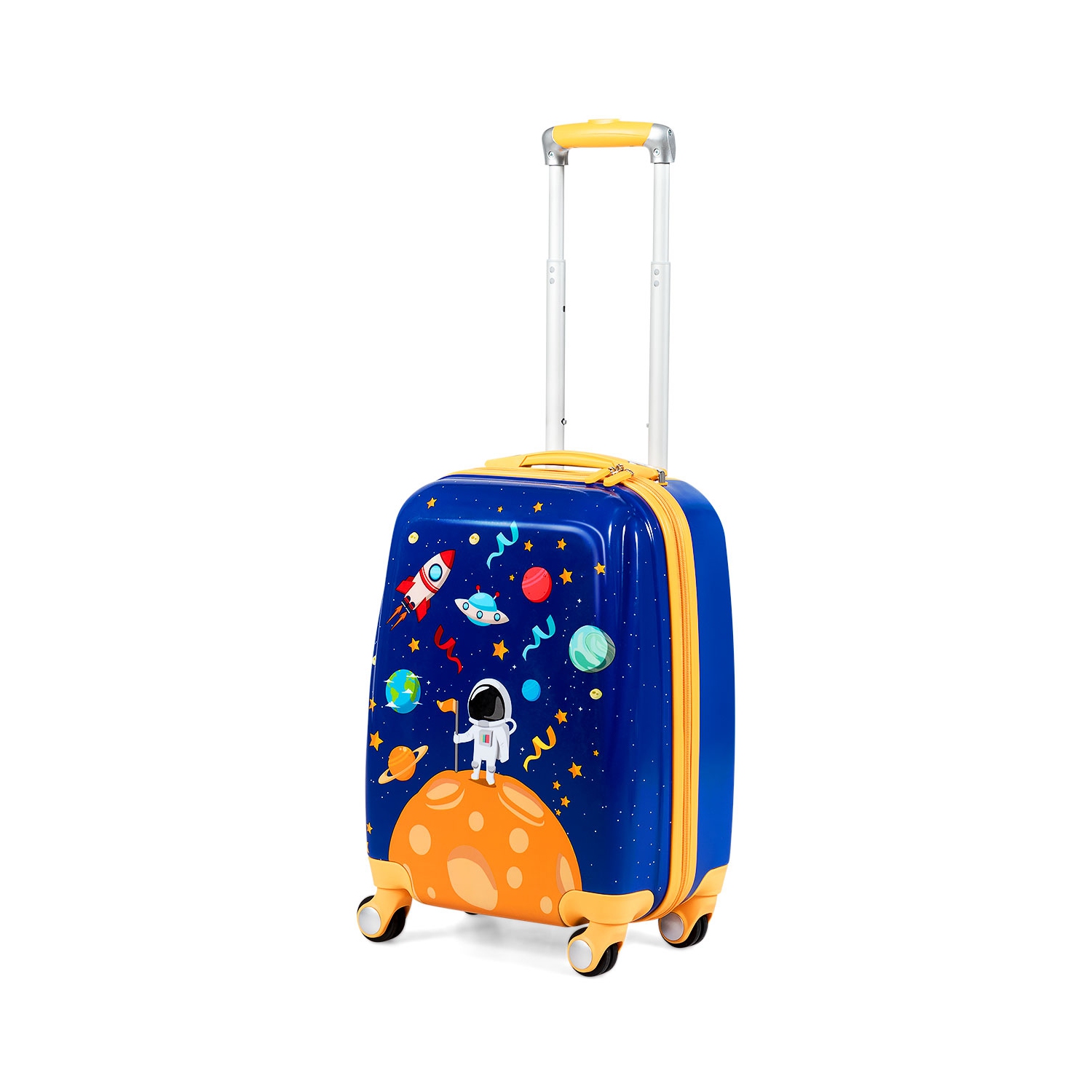 Costway 2PC Kids Luggage Set 18'' Rolling Suitcase & 12'' Backpack Travel ABS Spaceman