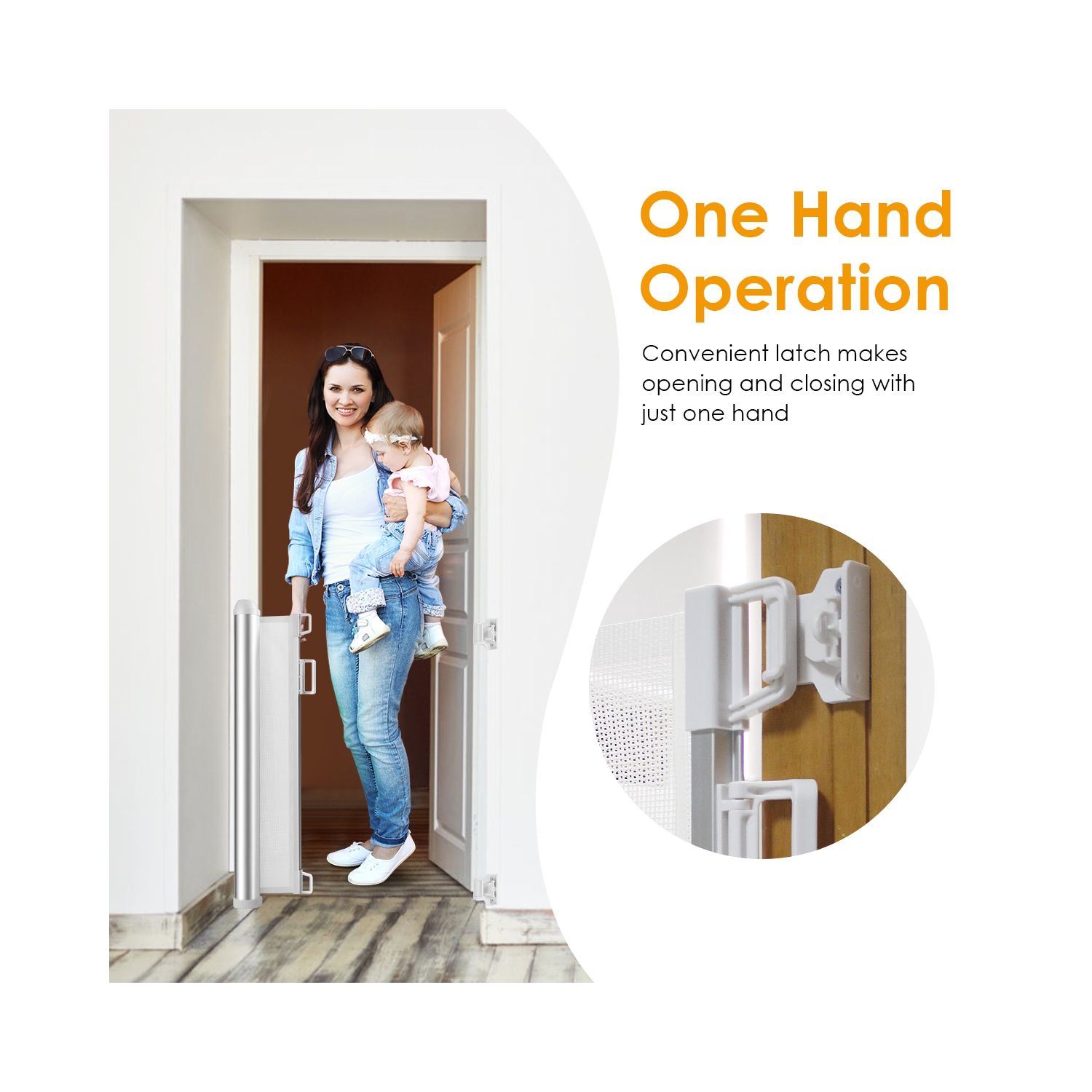 Costway Retractable Mesh Gates Pets Safety Gate w/ Easy Latch & Flexible Design