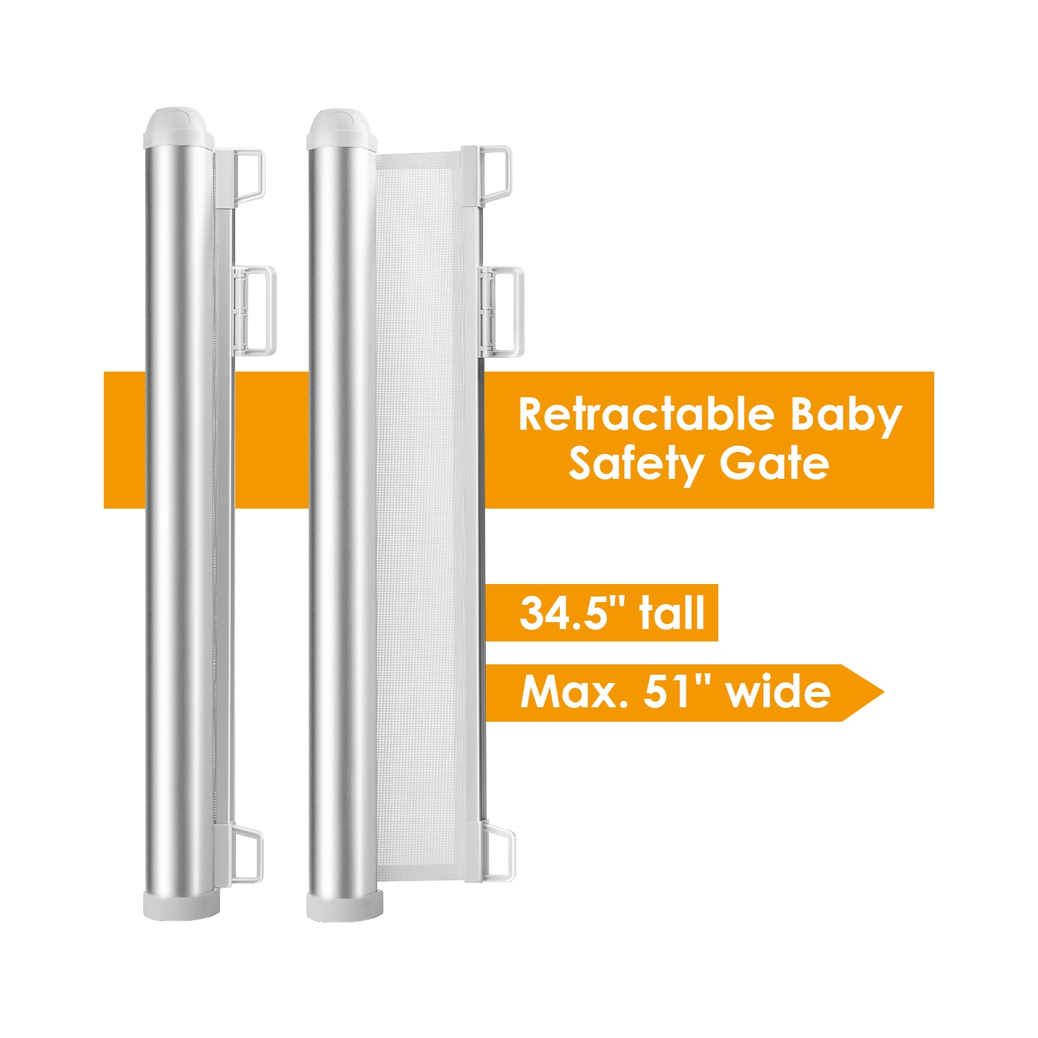 Costway Retractable Mesh Gates Pets Safety Gate w/ Easy Latch & Flexible Design