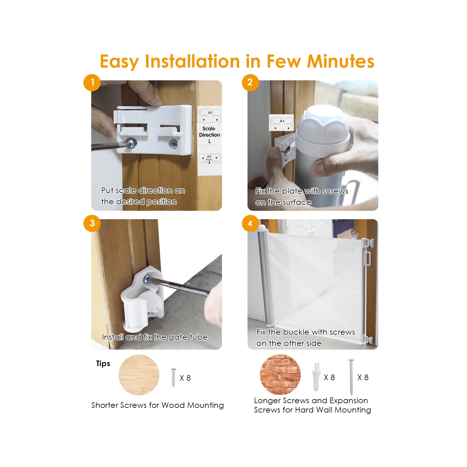 Costway Retractable Mesh Gates Pets Safety Gate w/ Easy Latch & Flexible Design