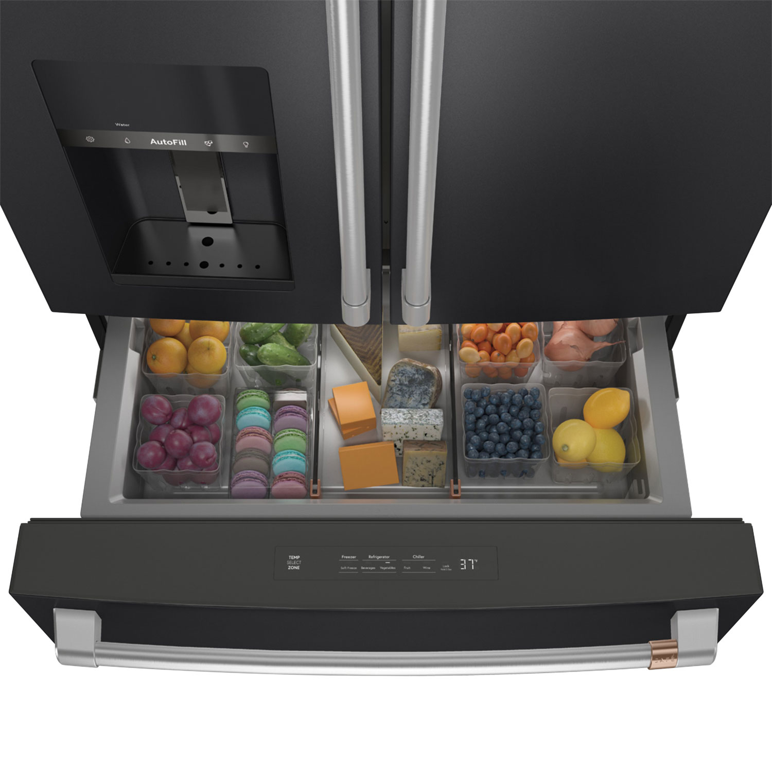 Réfrigérateur à deux portes 27,8 pi³ 36 po à distributeur d'eau et glaçons Café - Inox