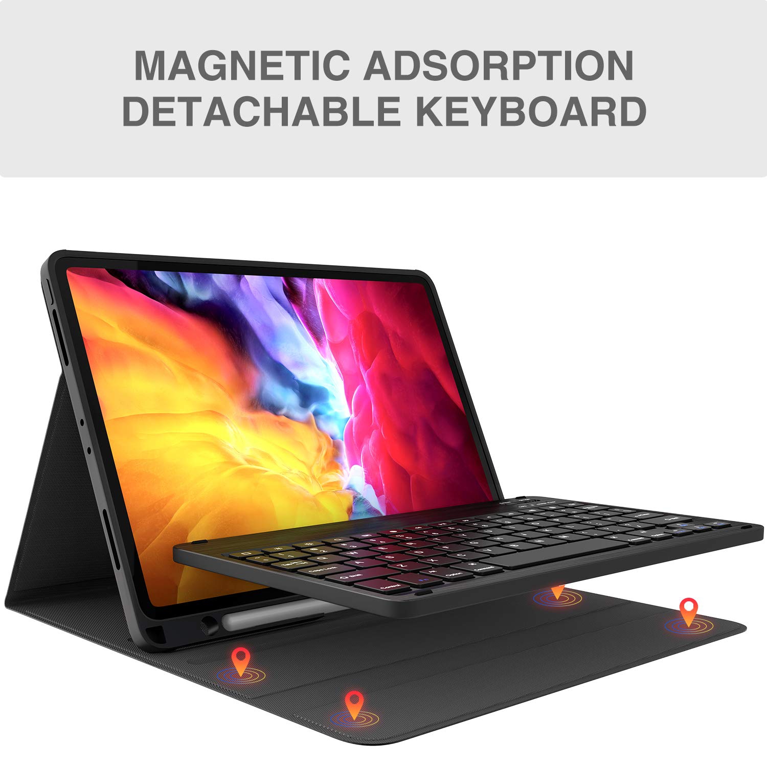 Keyboard Case for iPad Pro 11 2020, iPad Pro 11 Case with Keyboard 2018 - Wireless Detachable w Pencil Holder
