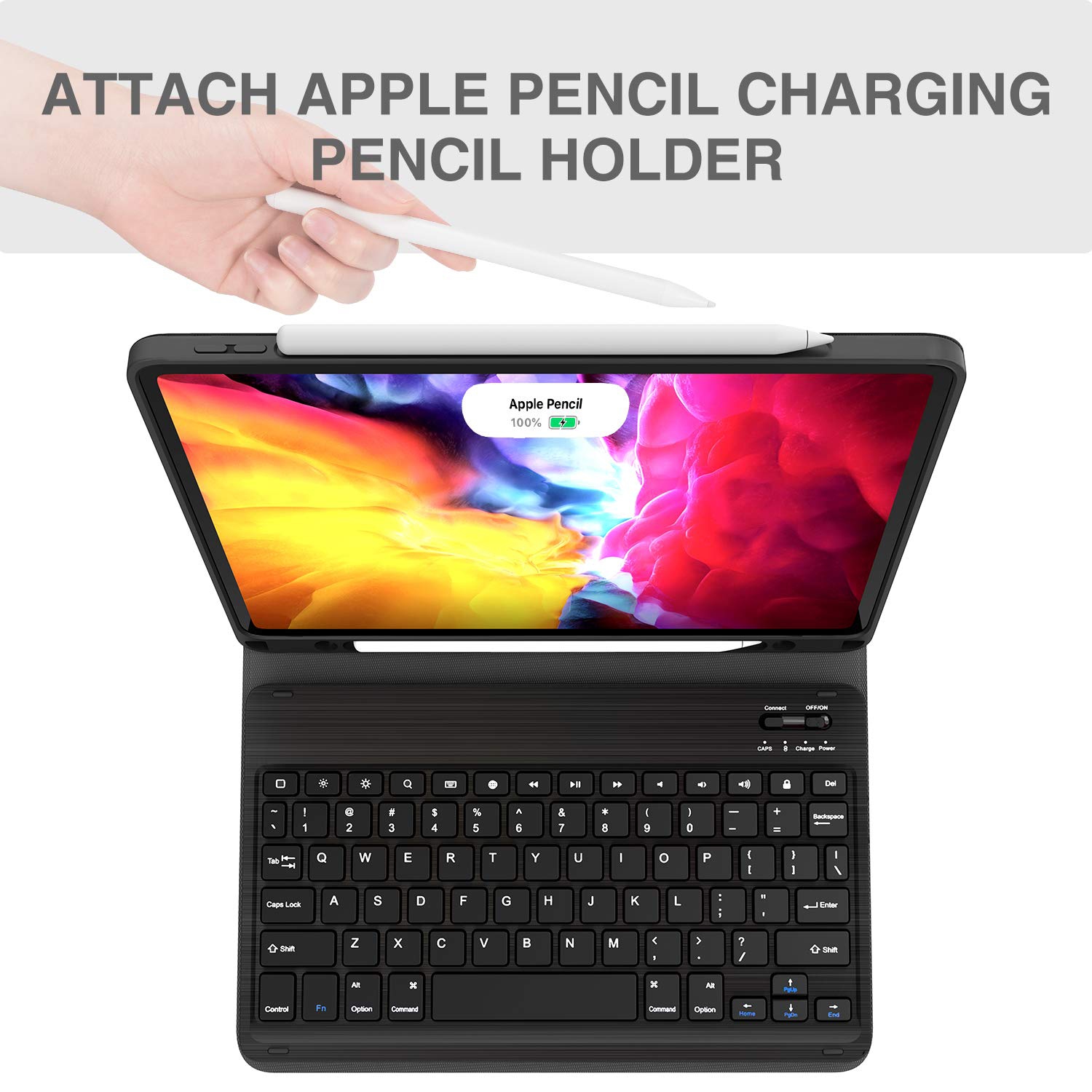 Keyboard Case for iPad Pro 11 2020, iPad Pro 11 Case with Keyboard 2018 - Wireless Detachable w Pencil Holder