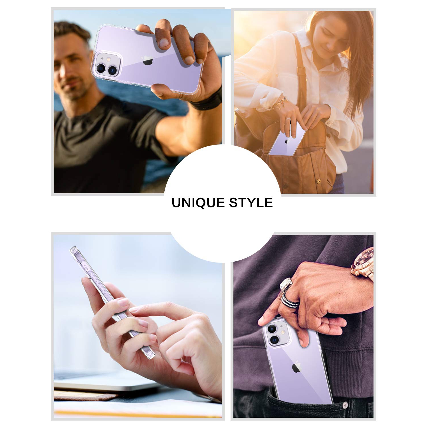 BENTOBEN iPhone 12 Case, Phone Case iPhone 12 Pro 5G 2020, Slim Thin Clear Shockproof Protective Hybrid Hard PC Soft TPU Bum