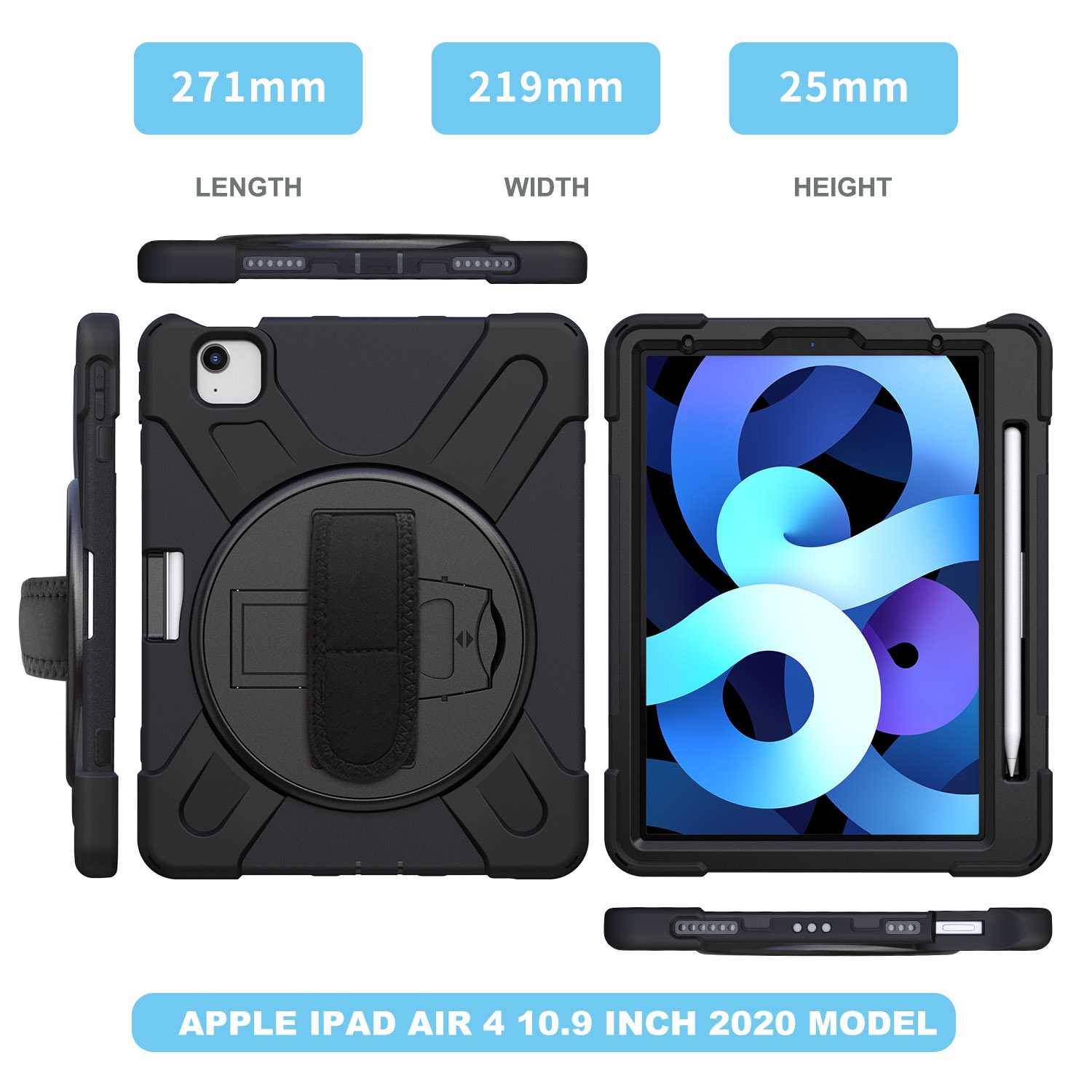 iPad Pro 11 2020 Case with Screen Protector | Herize iPad Pro 11 Inch Case with Pencil Holder | Shockproof Durable Rugged Pr