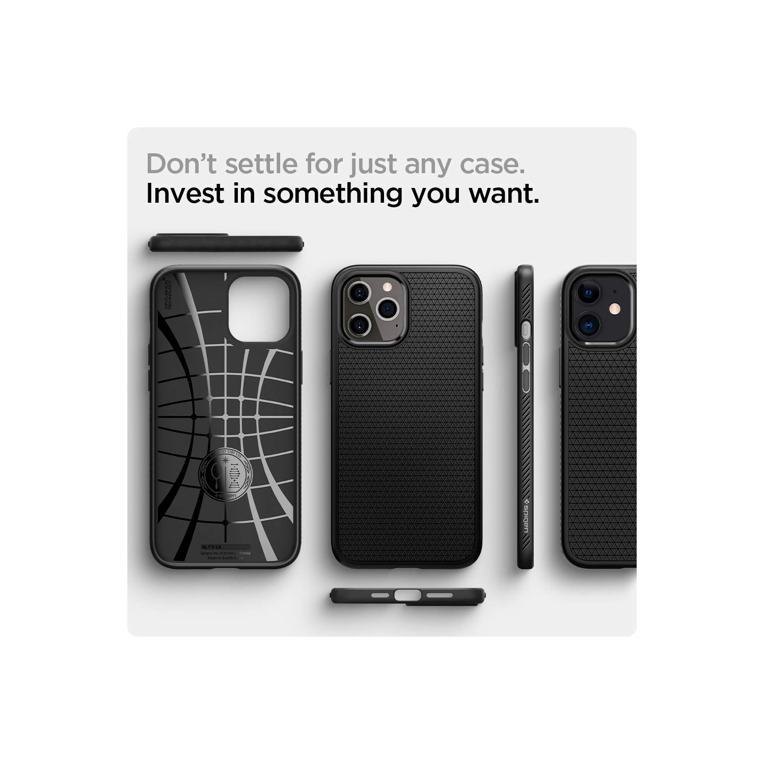 Spigen Liquid Air Works with Apple iPhone 12 Case/iPhone 12 Pro Case - Matte Black