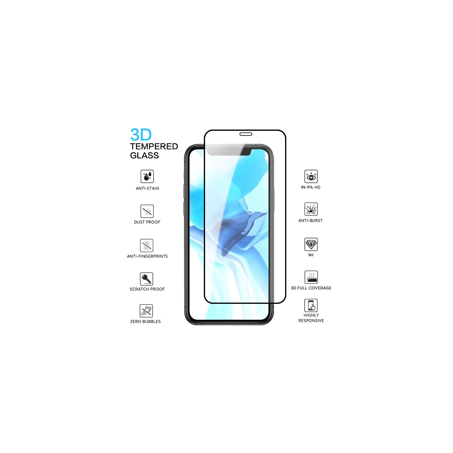 【CSmart】 compatible avec les étui Protecteur d'écran en verre trempé incurvé couverture complète pour iPhone 12 Mini, Noir