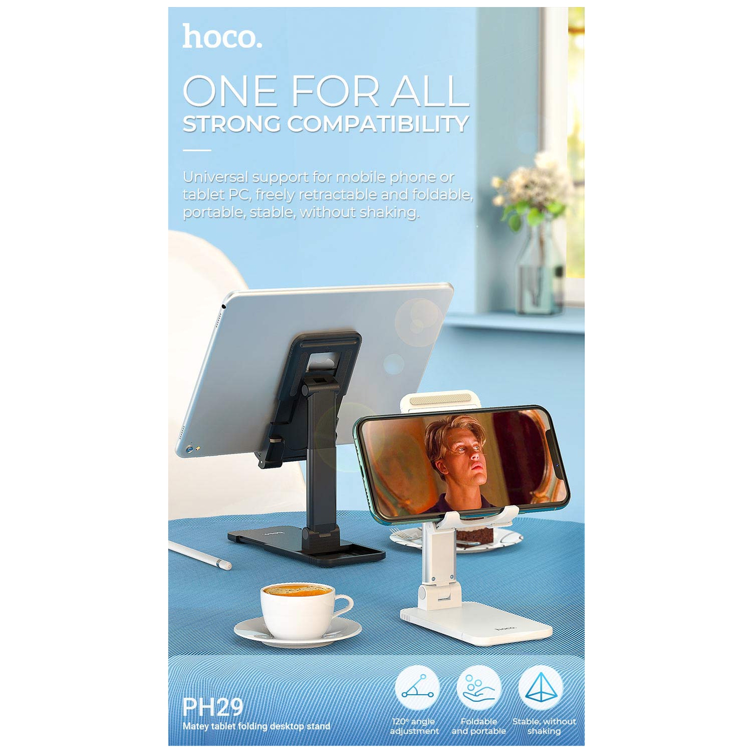 【CSmart】 360 Rotating Tablet Desk Stand Flexible Cellphone Holder Mount for iPhone / iPad / Samsung Tablet / Smartphone, White