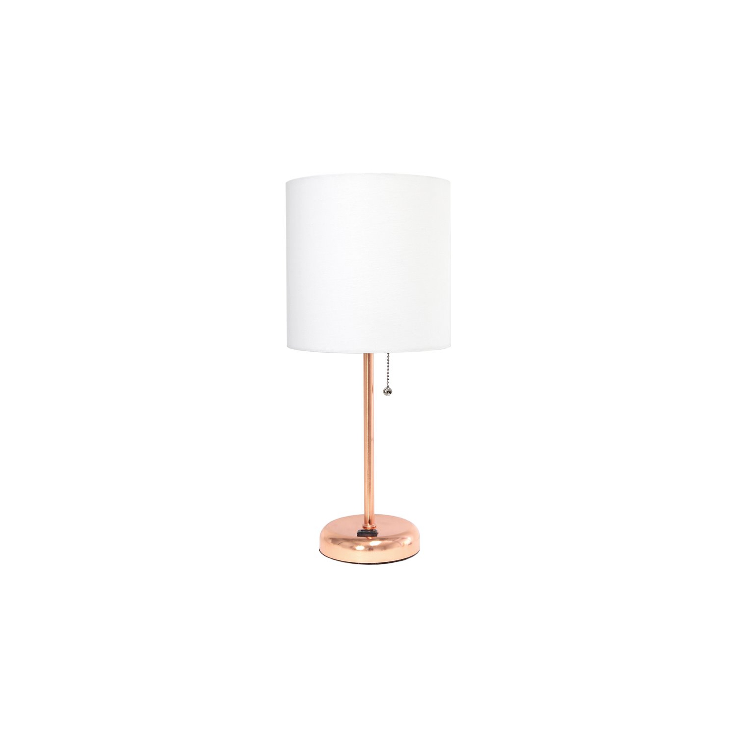 LimelLights – Lampe en métal avec prise d’alimentation, or rose et abat-jour blanc