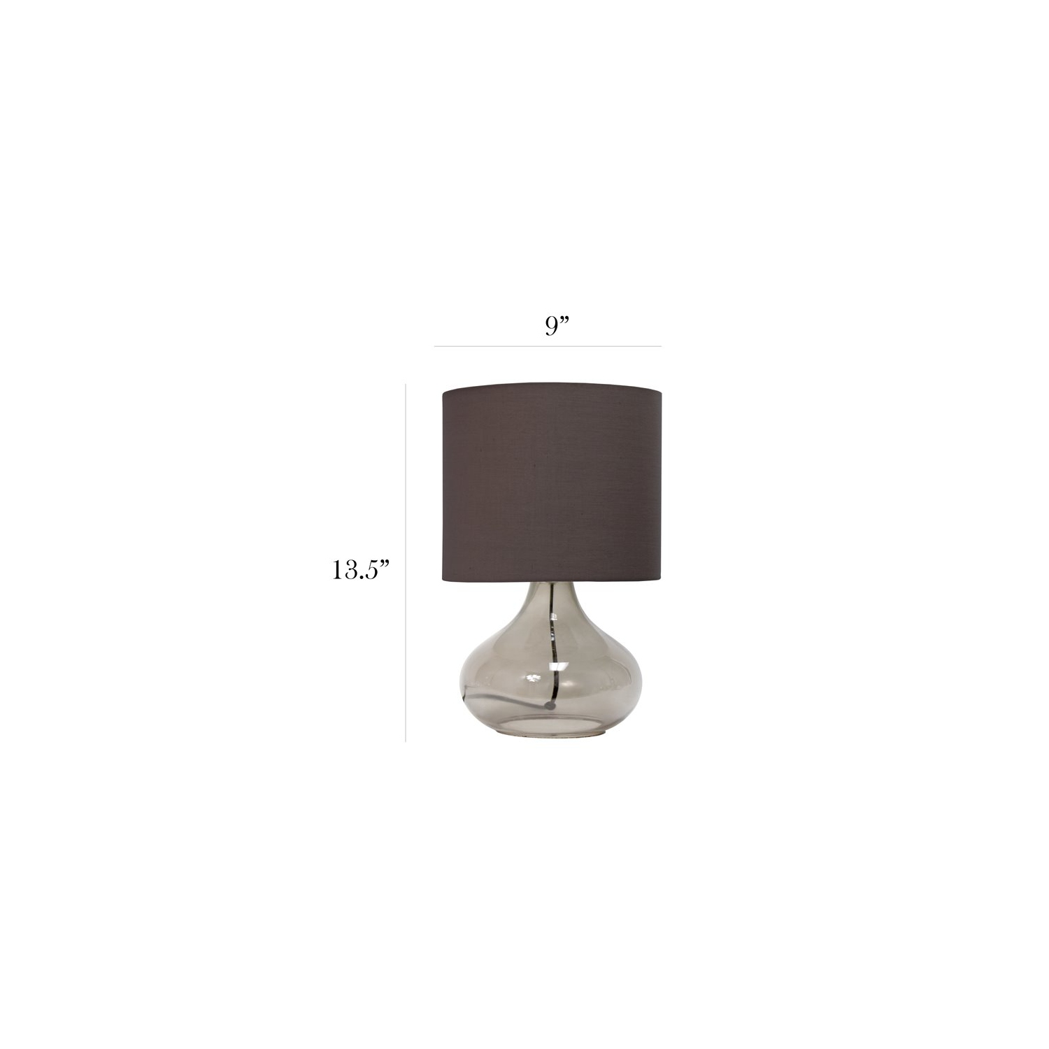 Simple Designs Glass Raindrop Table Lamp in Smoke Gray with Gray Shade