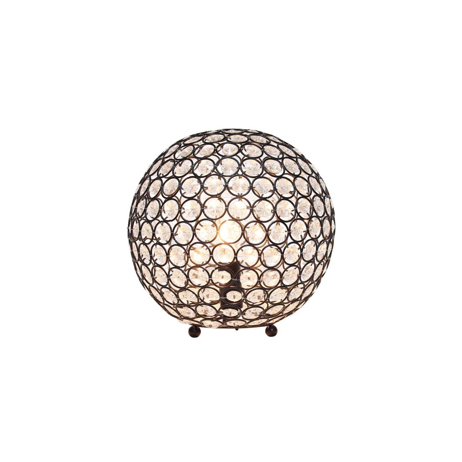 Elegant Designs Metal 10" Ellipse Sequin Crystal Ball Table Lamp in Bronze